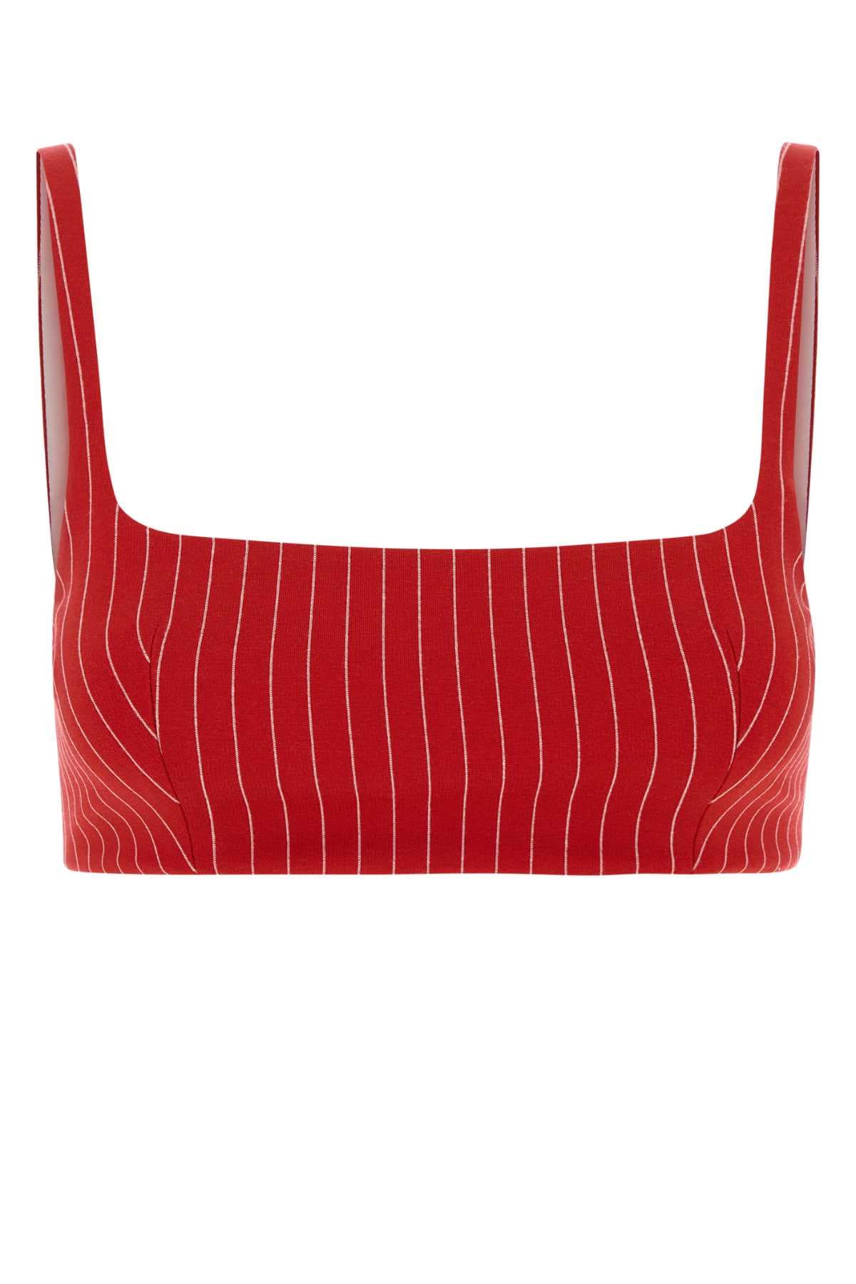 Embroidered viscose blend crop-top