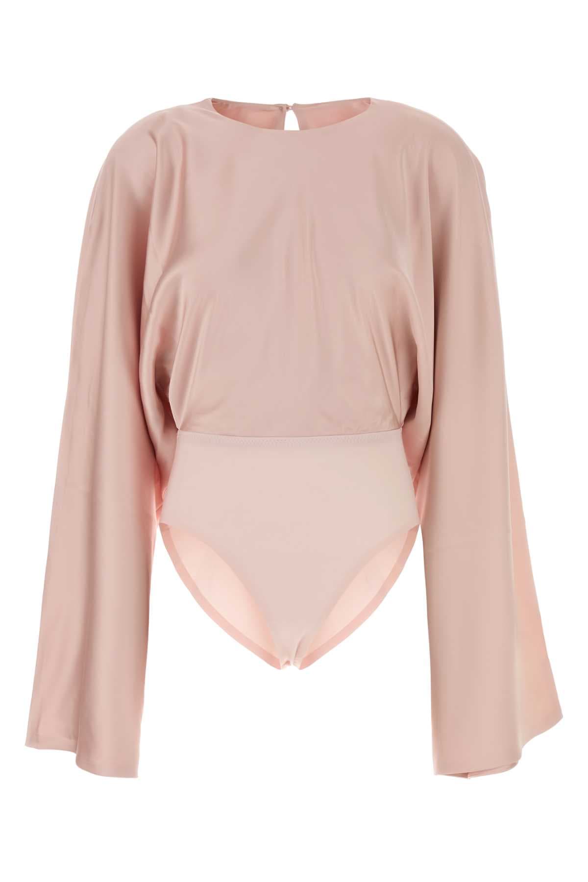 Pink satin bodysuit