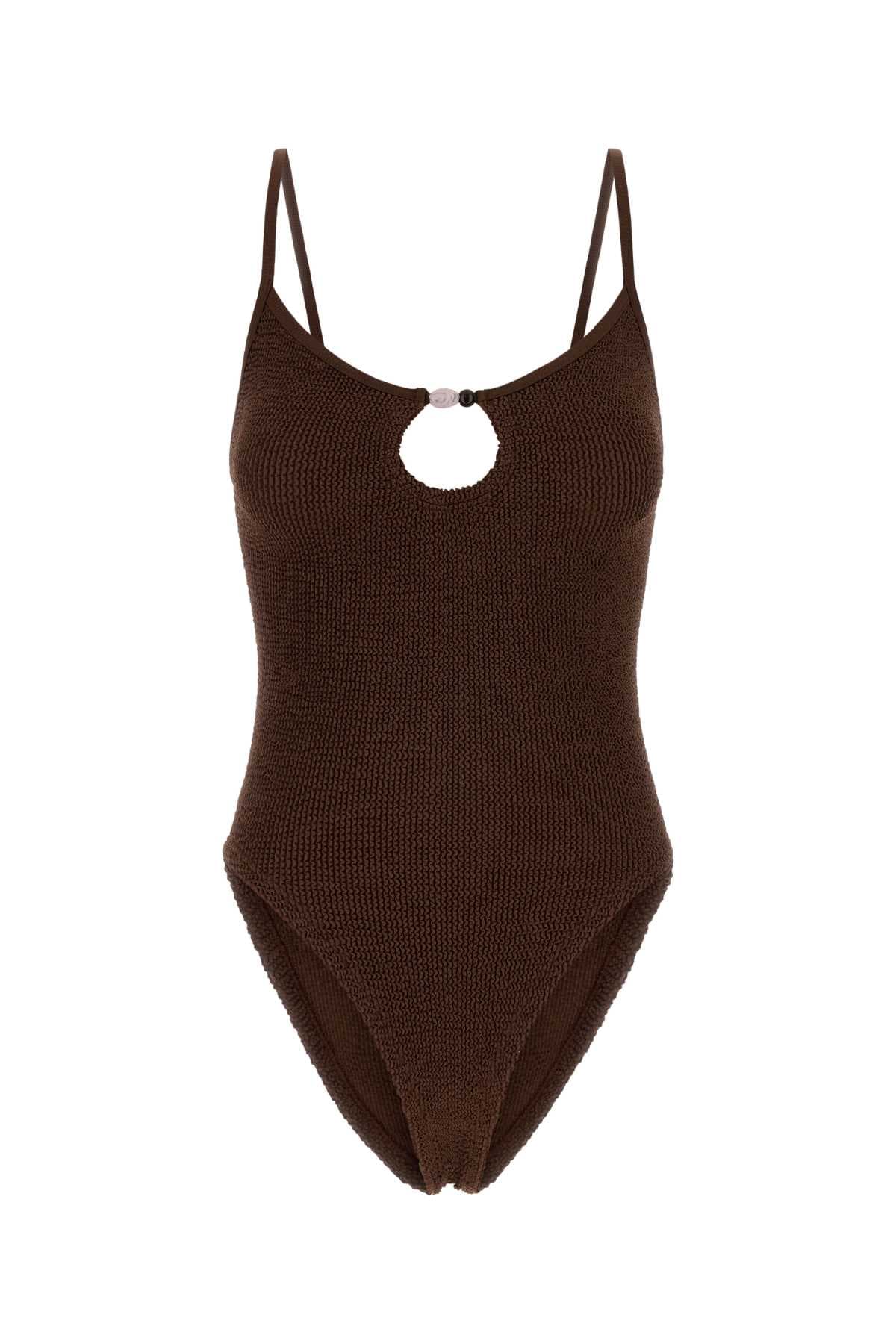 Chocolate stretch nylon Mia swimsuit