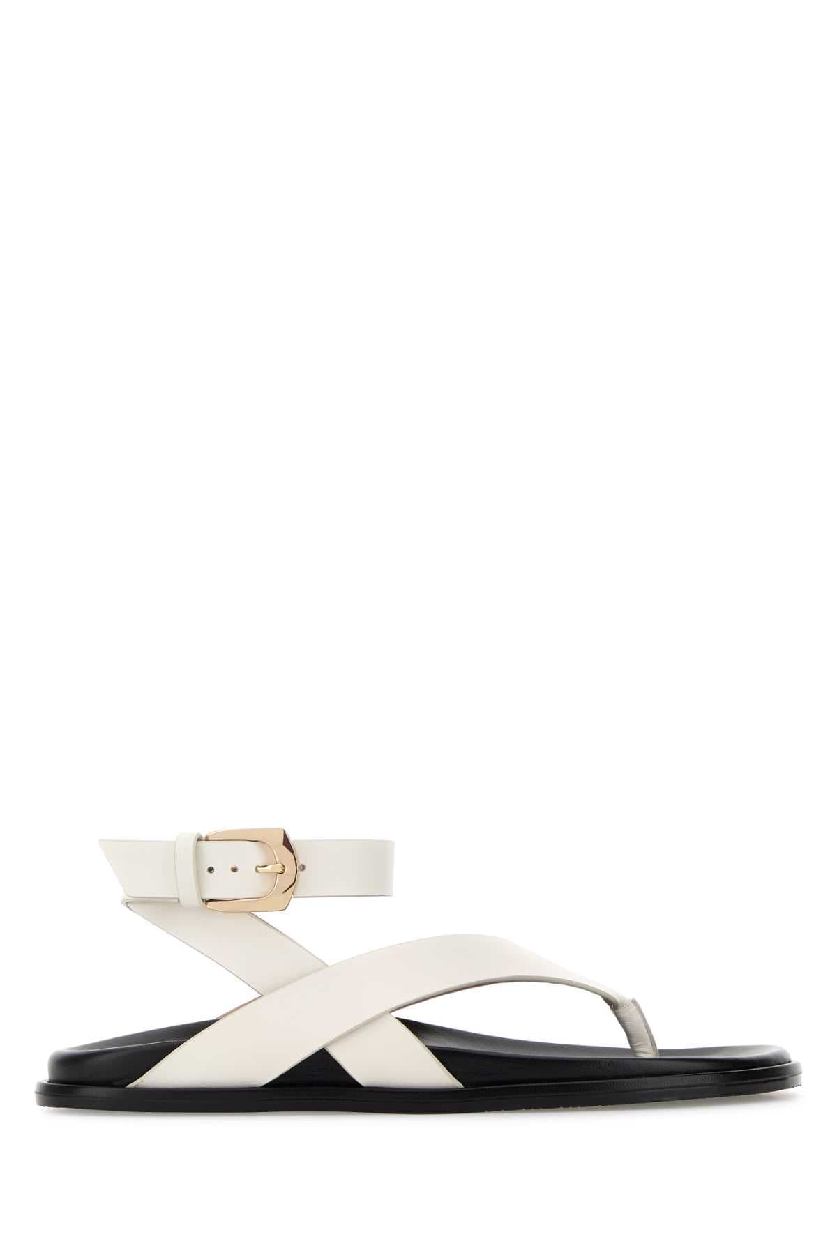 White leather Marycate thong sandals