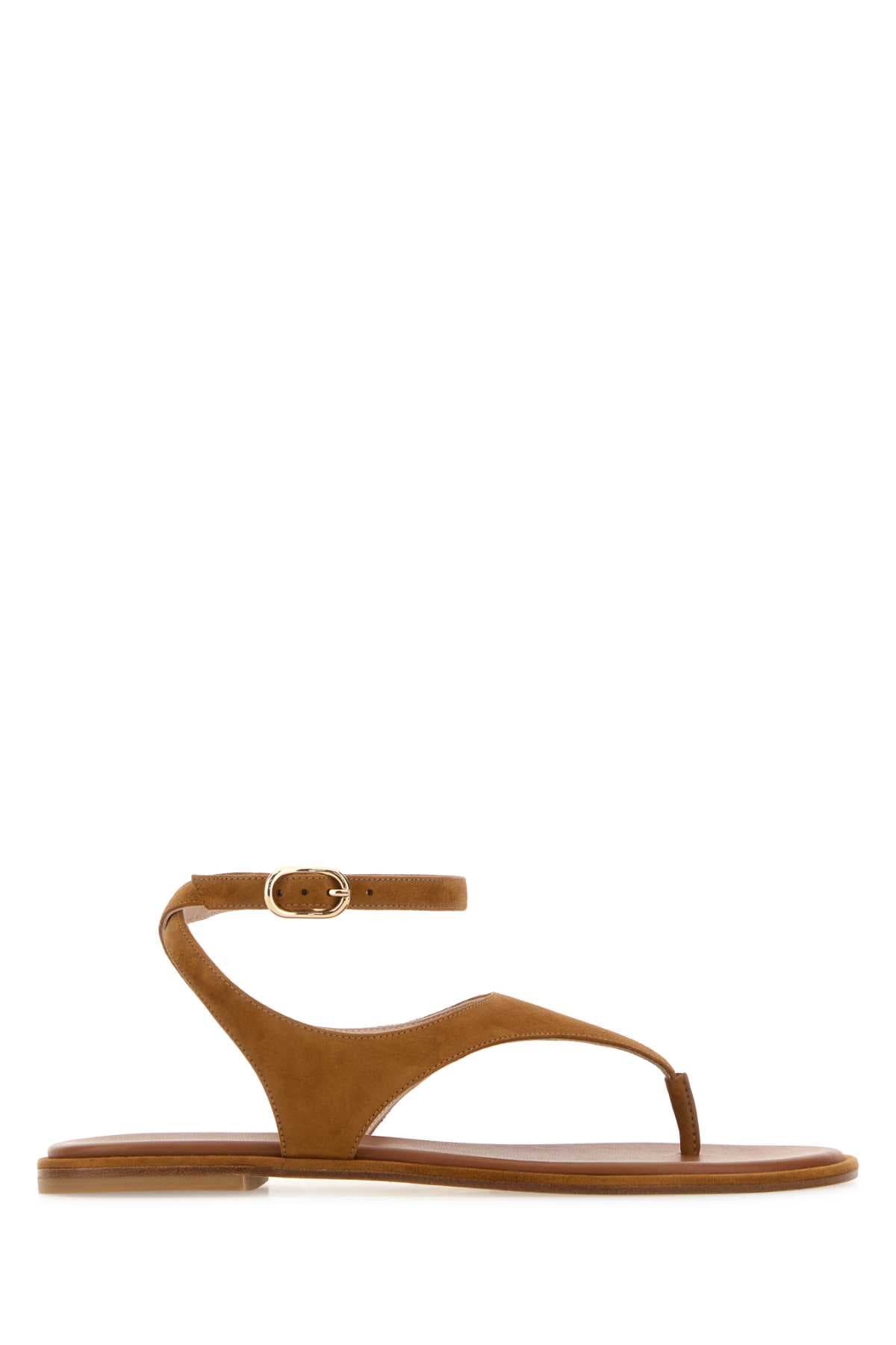 Camel suede Marley thong sandals