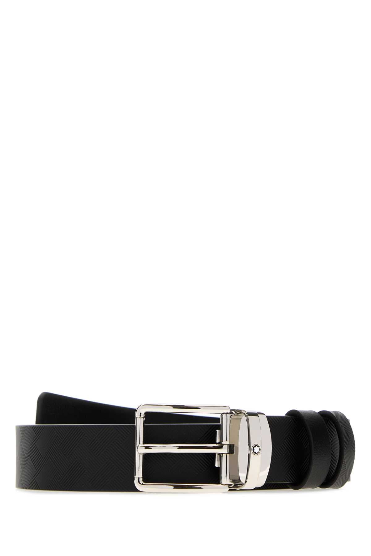 Black leather reversible belt