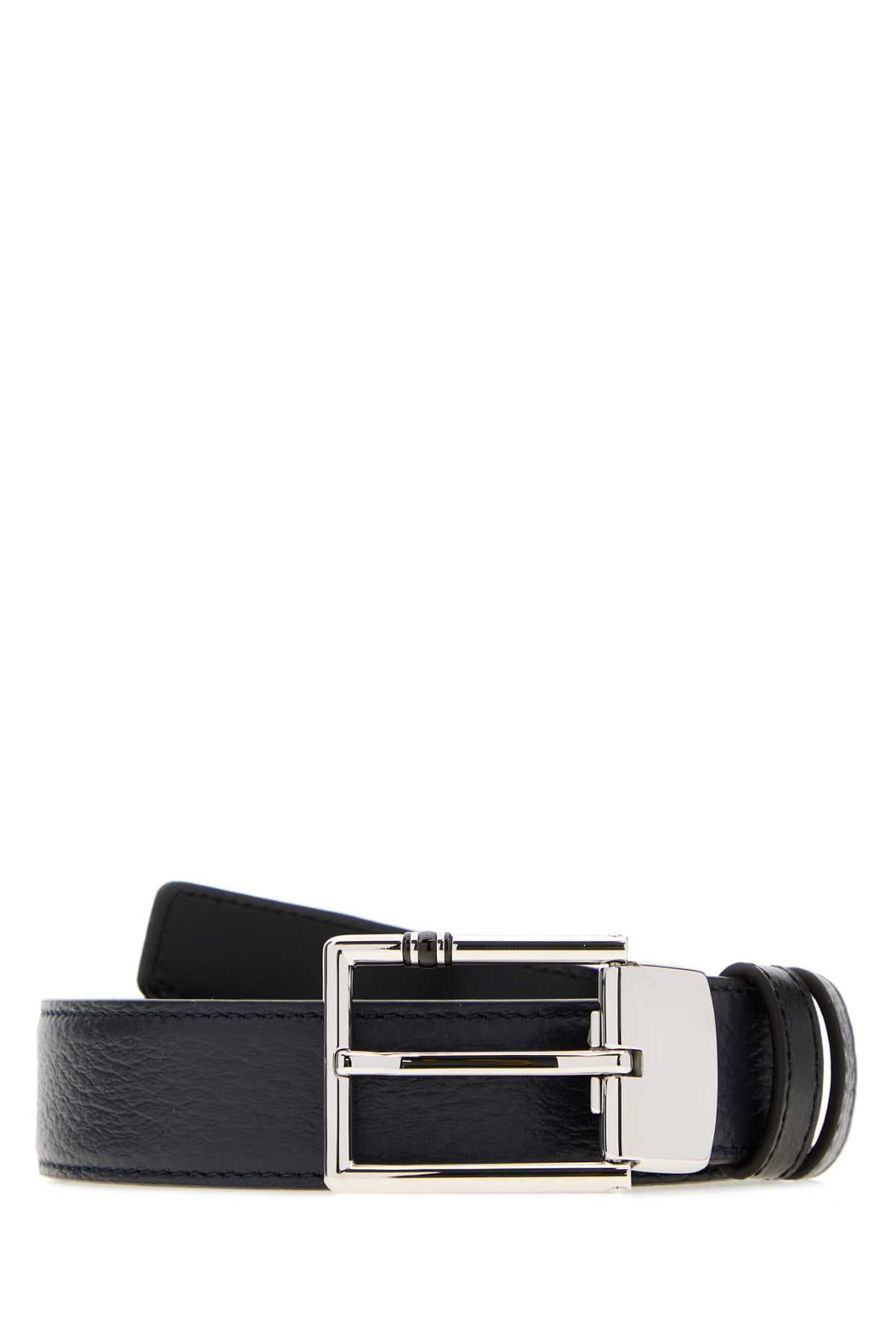 Midnight blue leather reversible belt