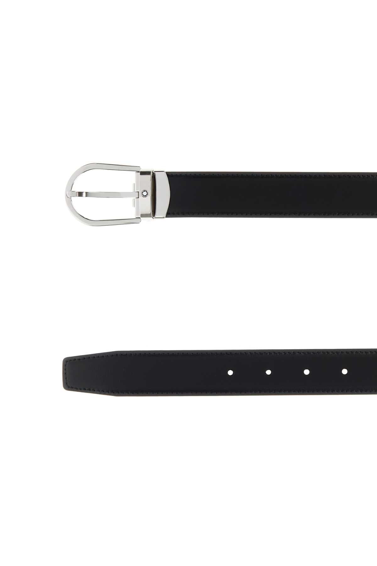 Black leather reversible belt - мініатюра 2