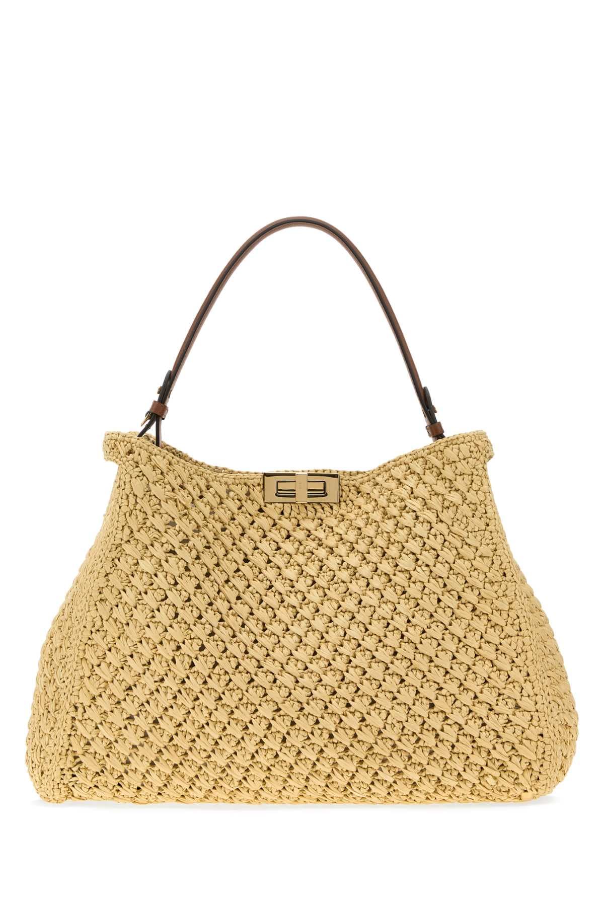Raffia large Fendi Way shopping bag