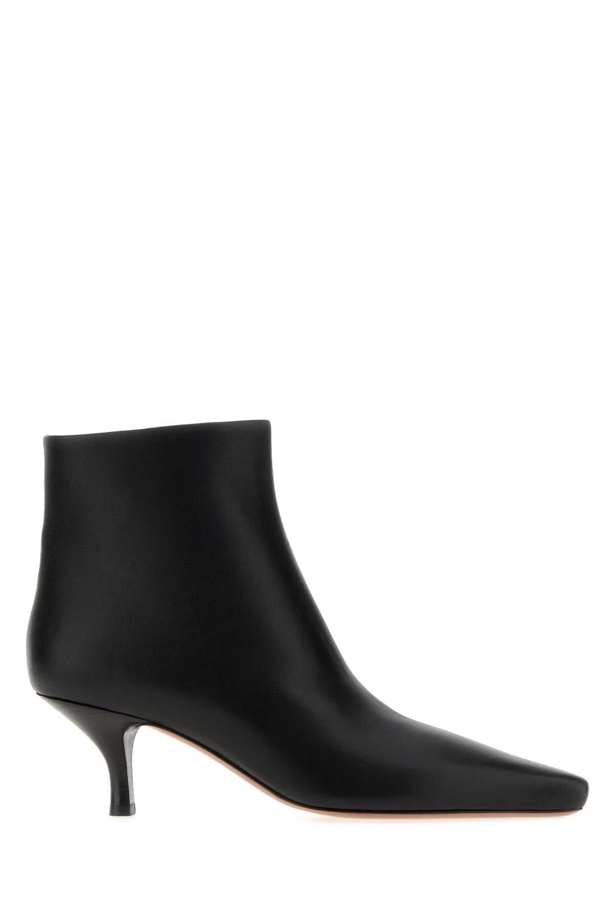 Black leather Rose ankle boots