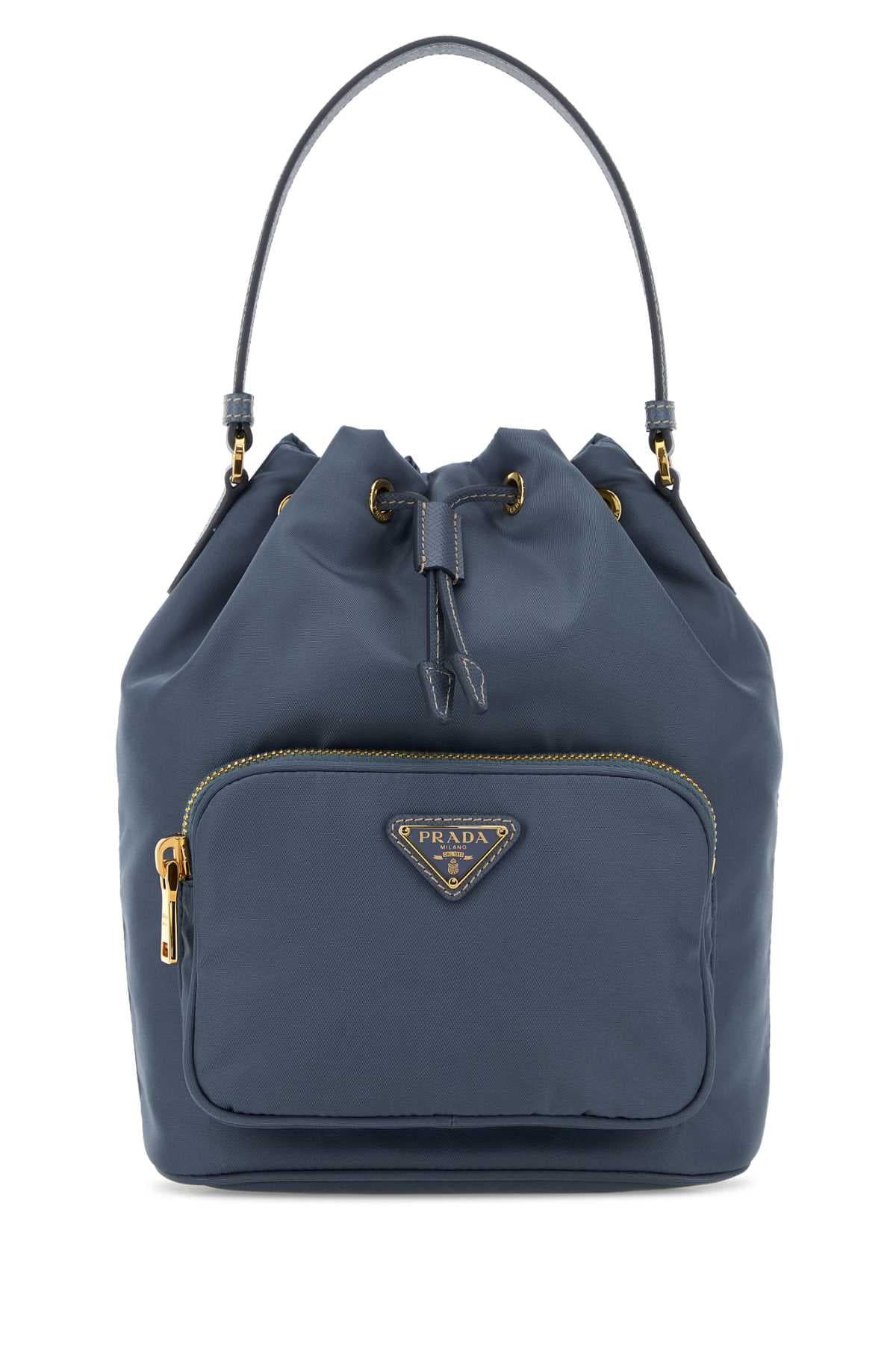 Cerulean blue Re-Nylon Duet bucket bag