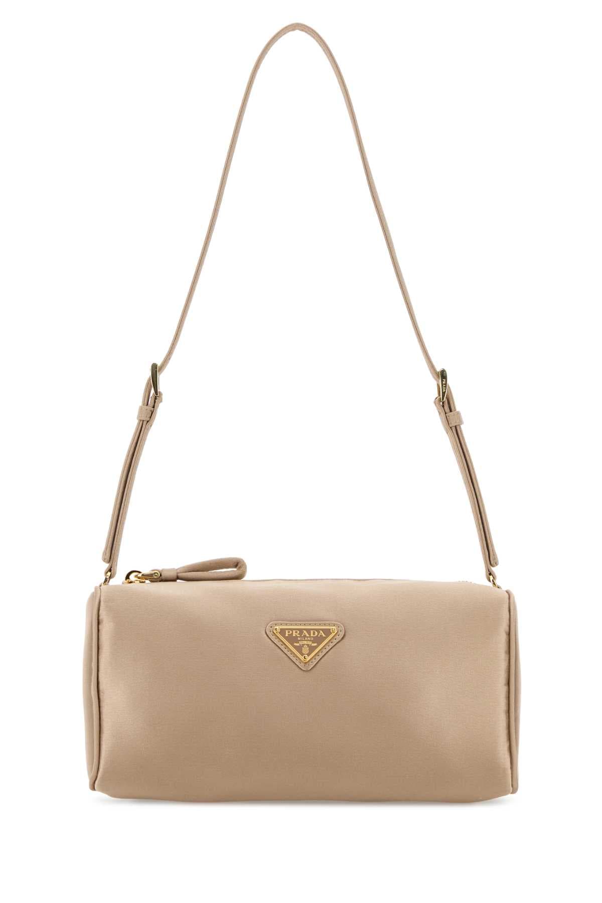 Sand satin mini shoulder bag