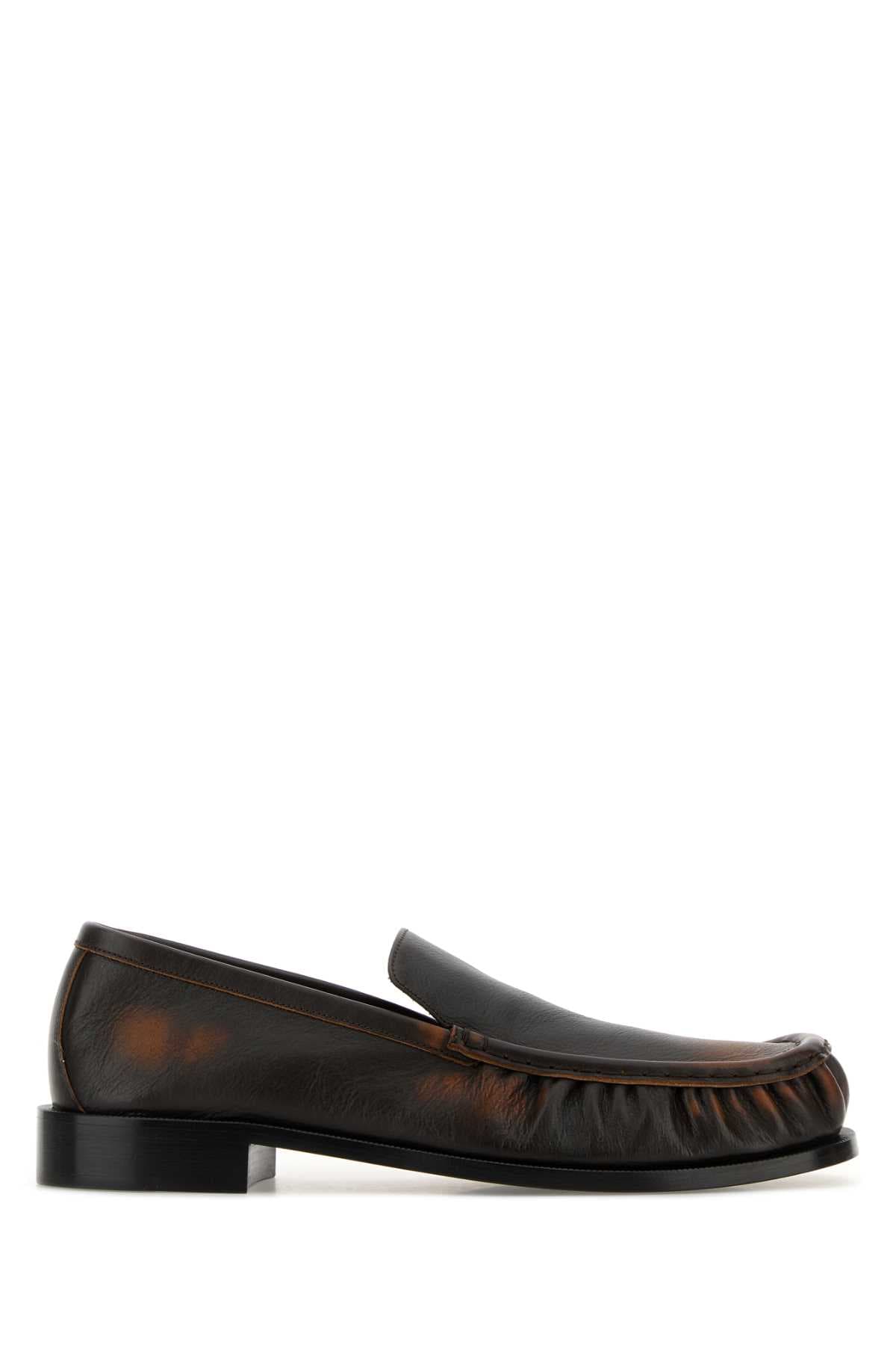 Brown leather loafers