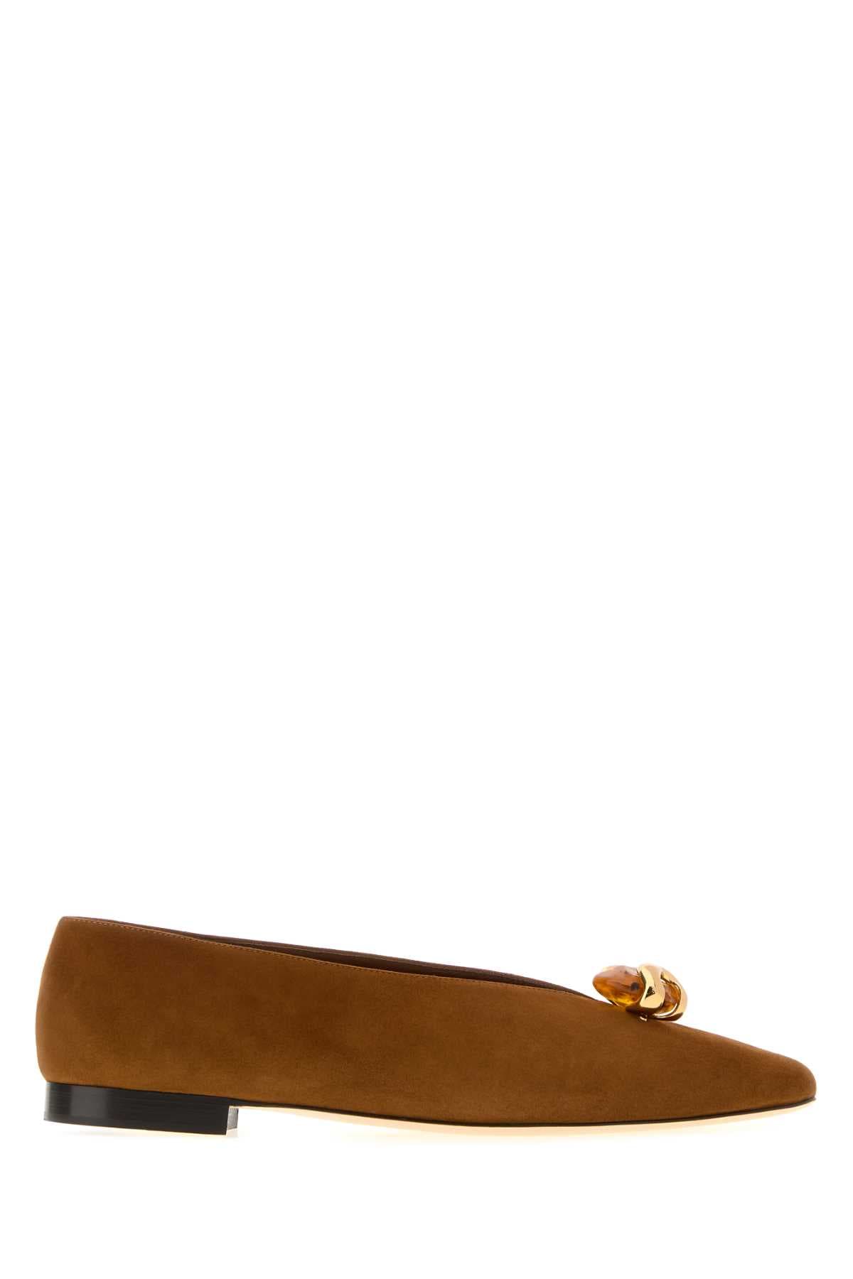 Caramel suede Margot ballerinas