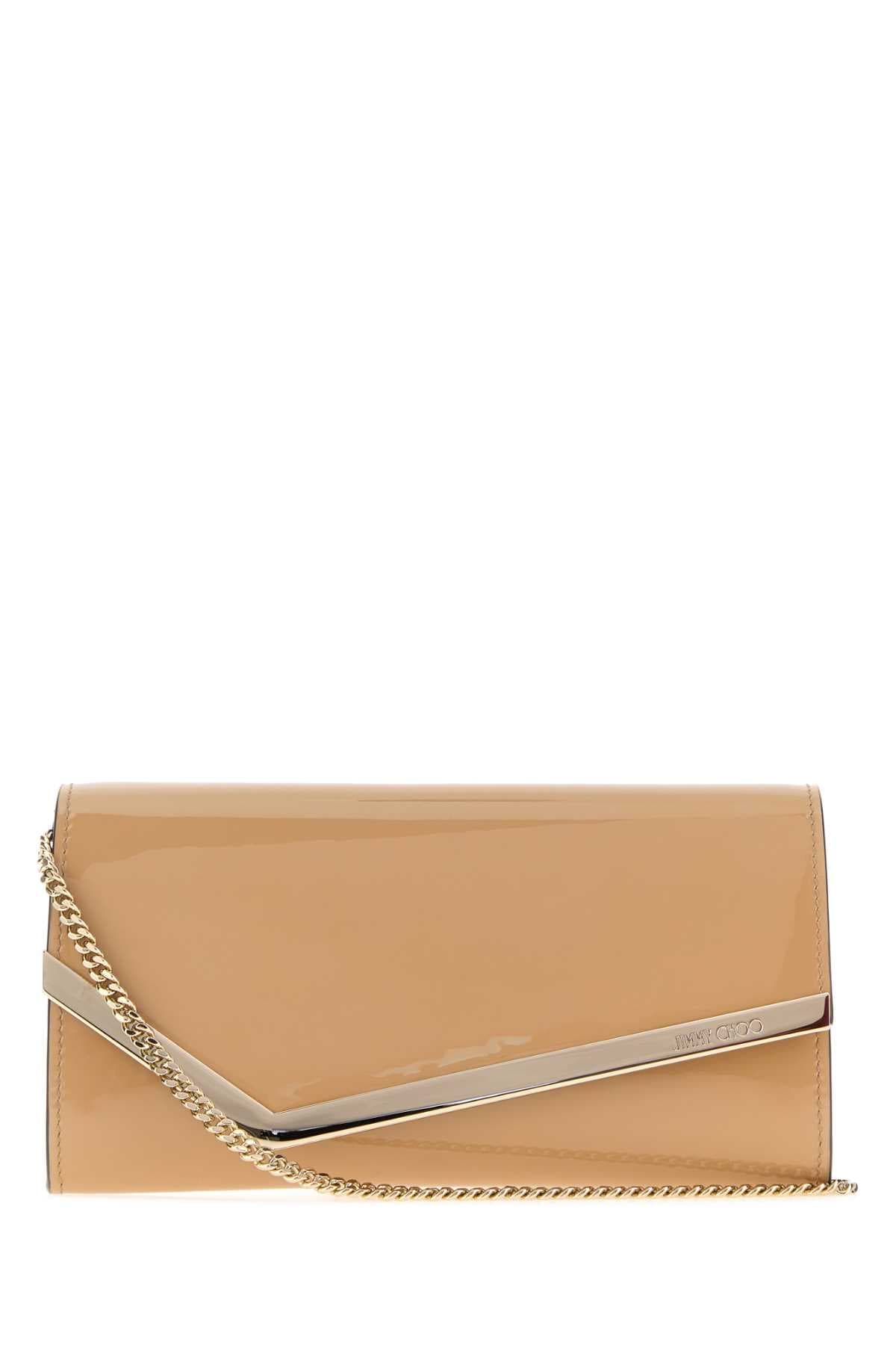 Beige leather Emmie clutch