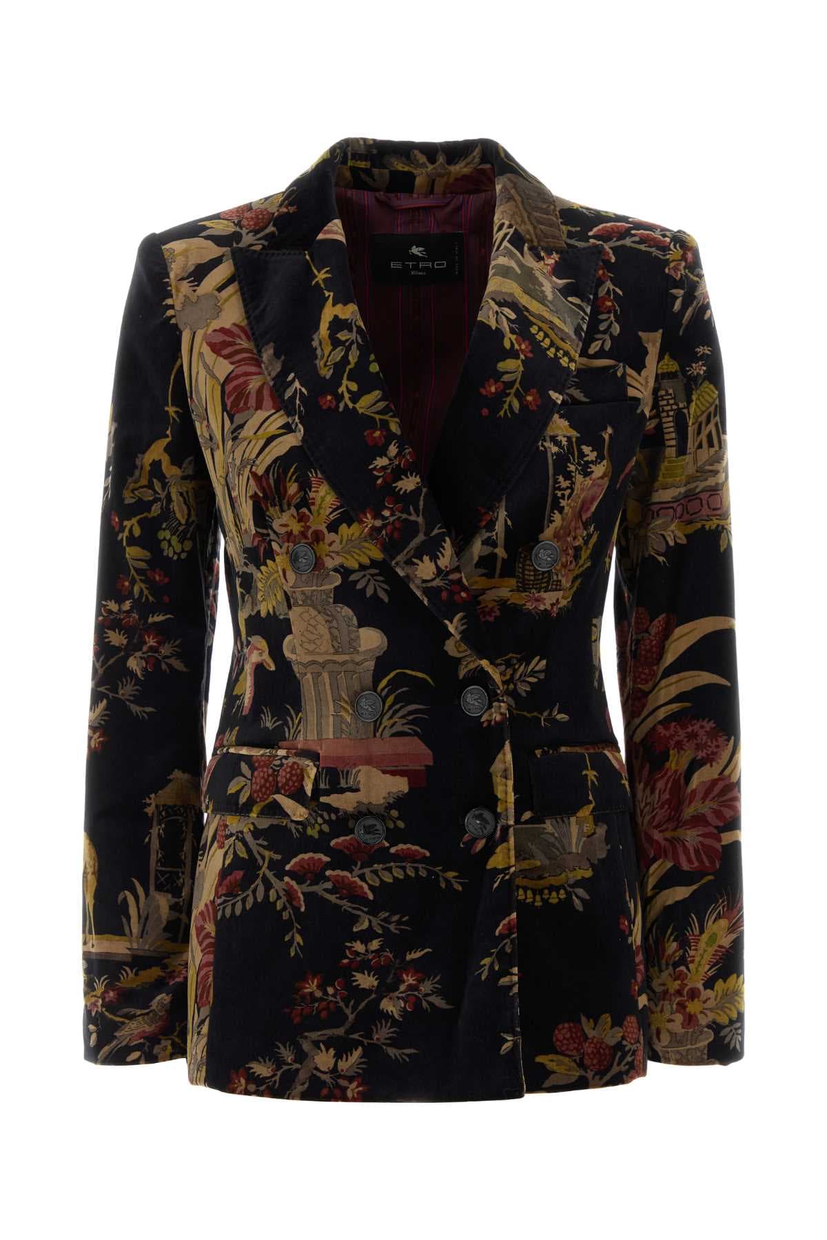 Printed velvet blazer