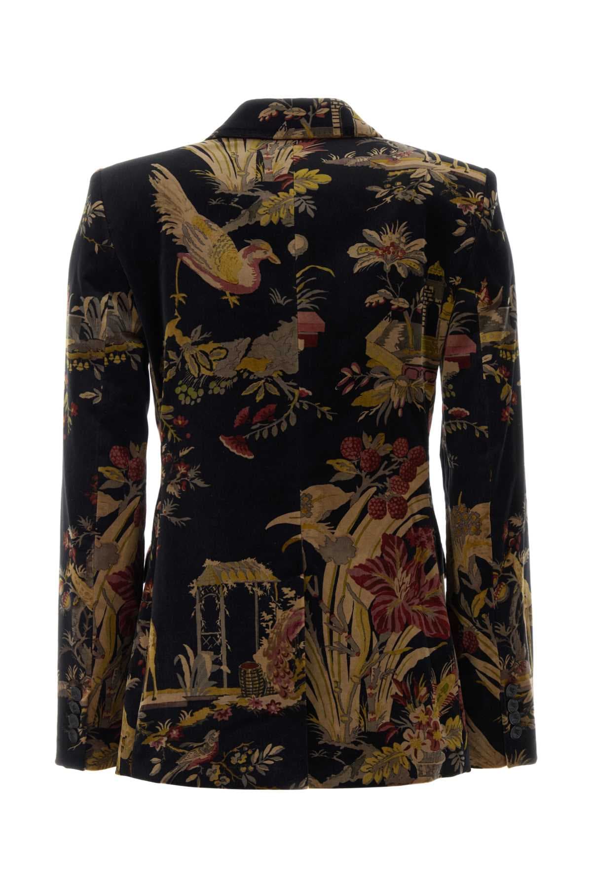 Printed velvet blazer - мініатюра 2