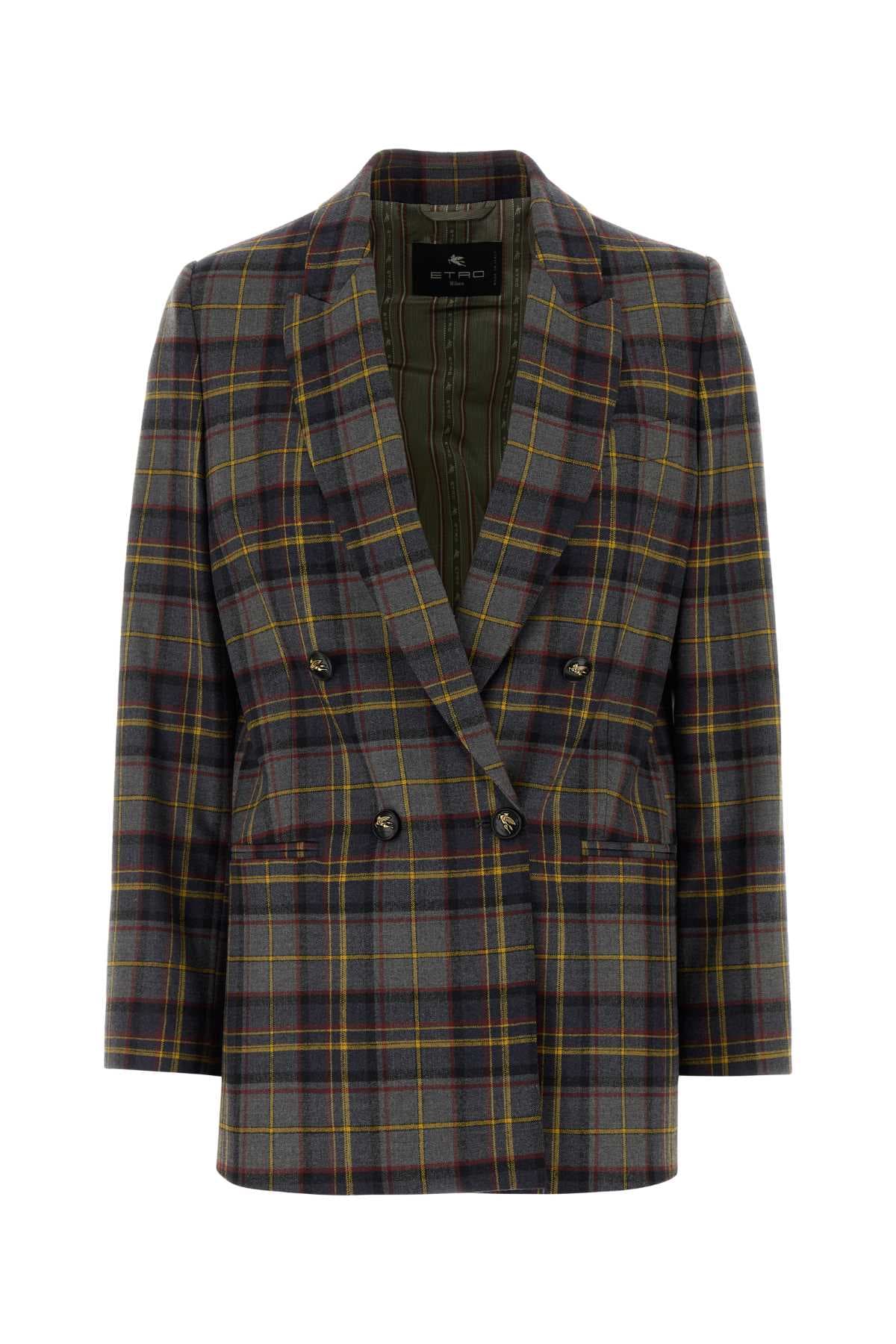 Embroidered stretch wool blazer