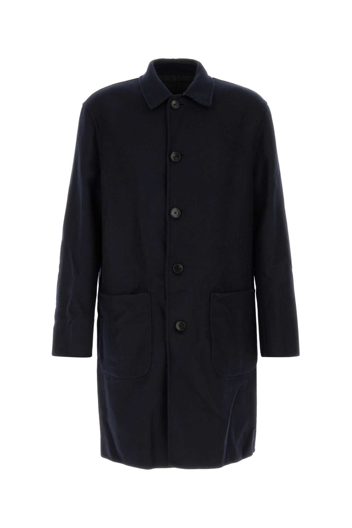 Navy blue wool blend reversibile coat