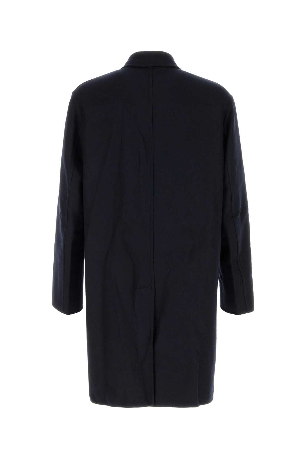 Navy blue wool blend reversibile coat - мініатюра 2