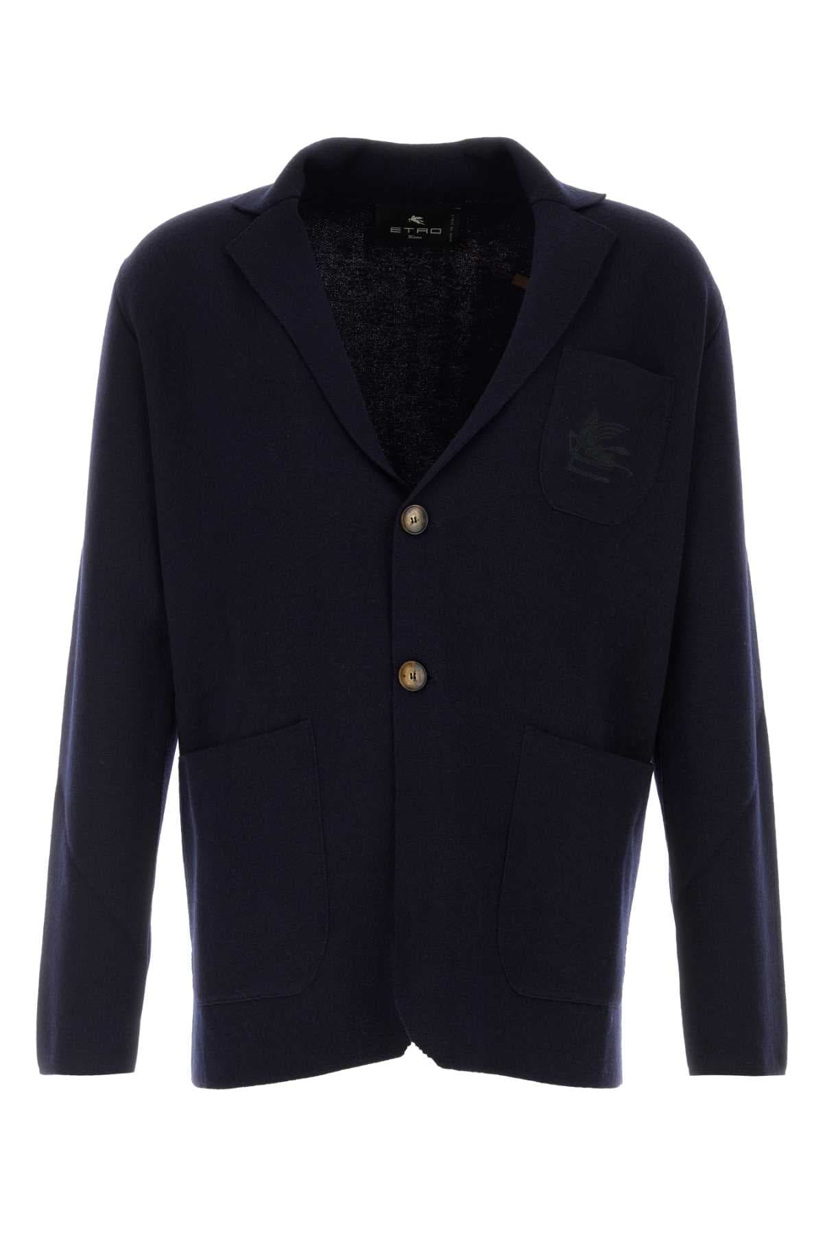 Navy blue wool blend blazer