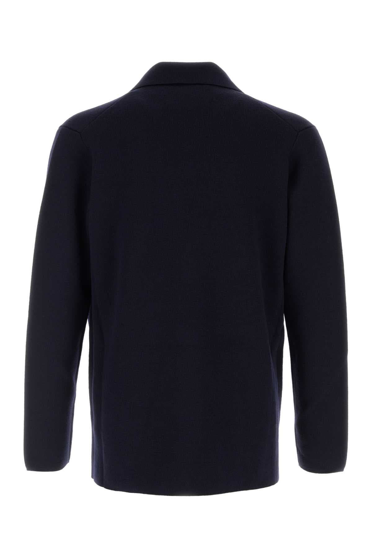 Navy blue wool blend blazer - мініатюра 2