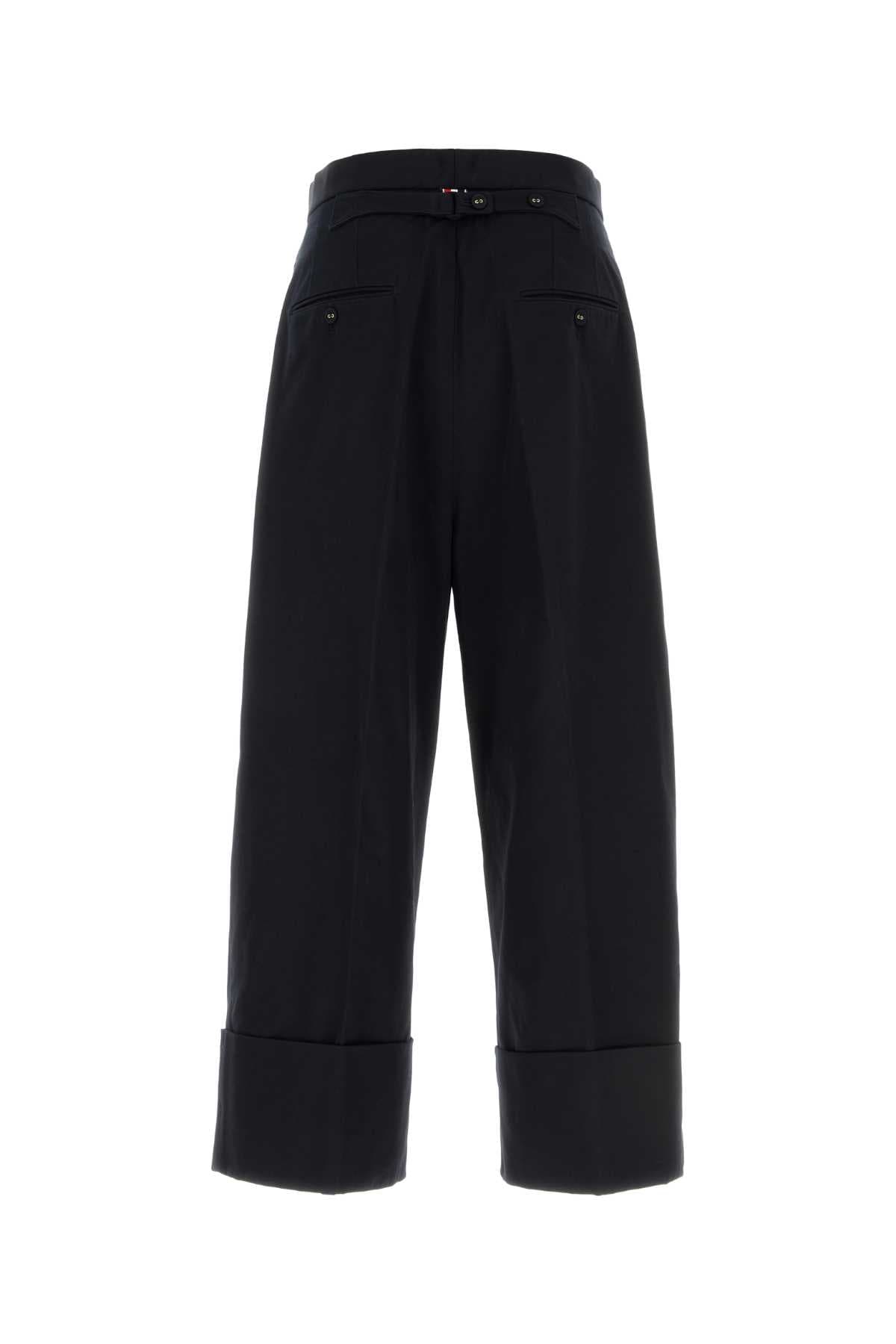 Navy blue cotton wide-leg pant - мініатюра 2