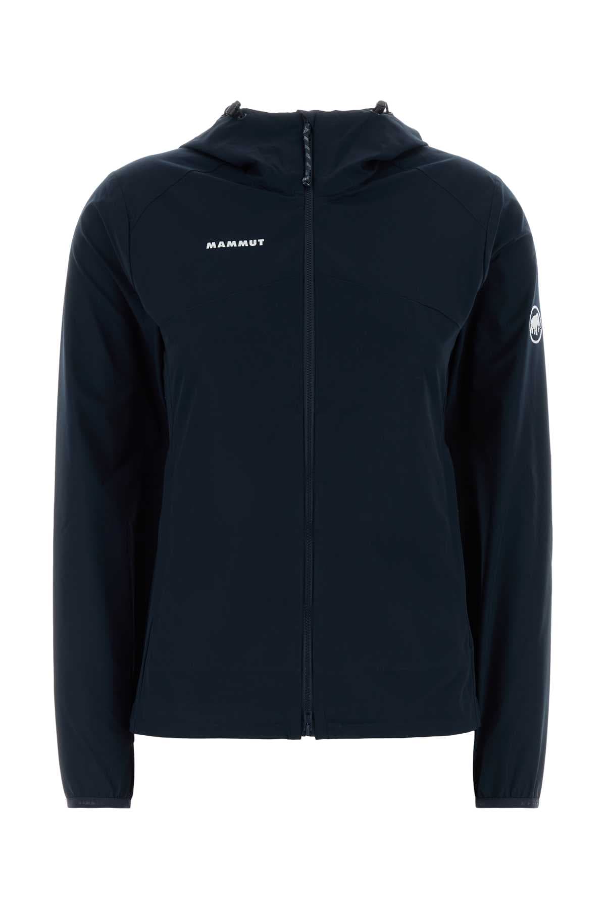 Navy blue polyester windbreaker