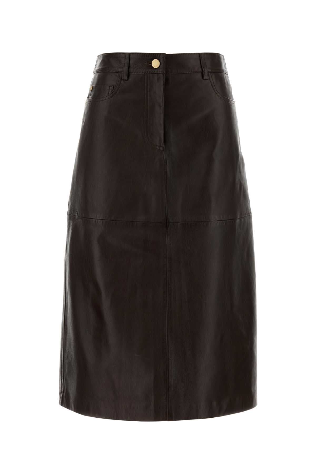 Dark brown leather Gita skirt