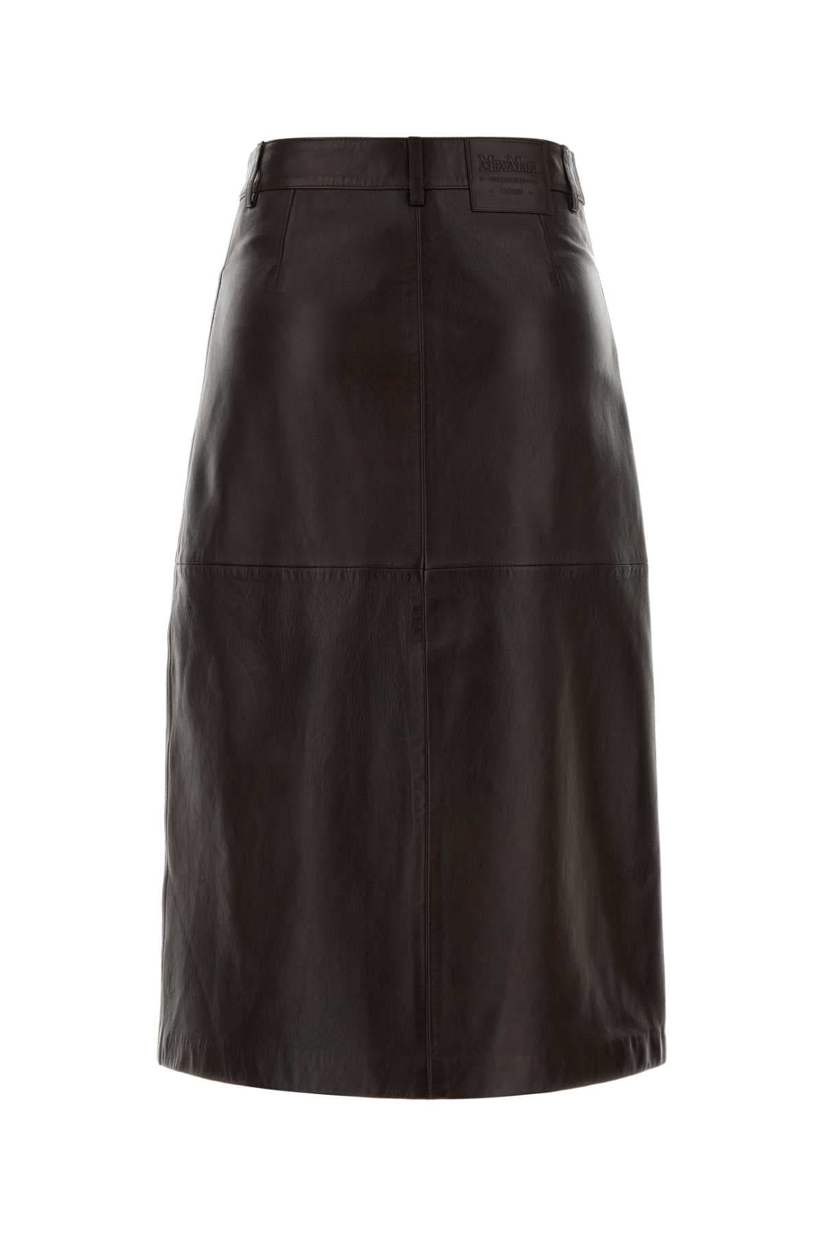 Dark brown leather Gita skirt - мініатюра 2