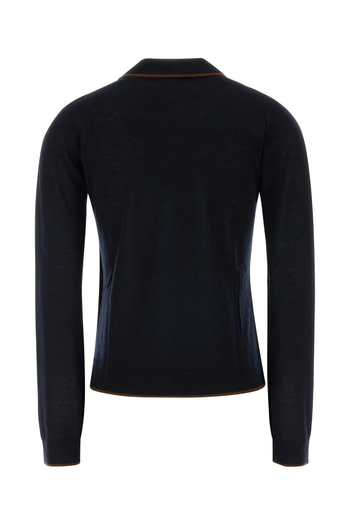 Midnight blue silk blend Targo cardigan - мініатюра 2