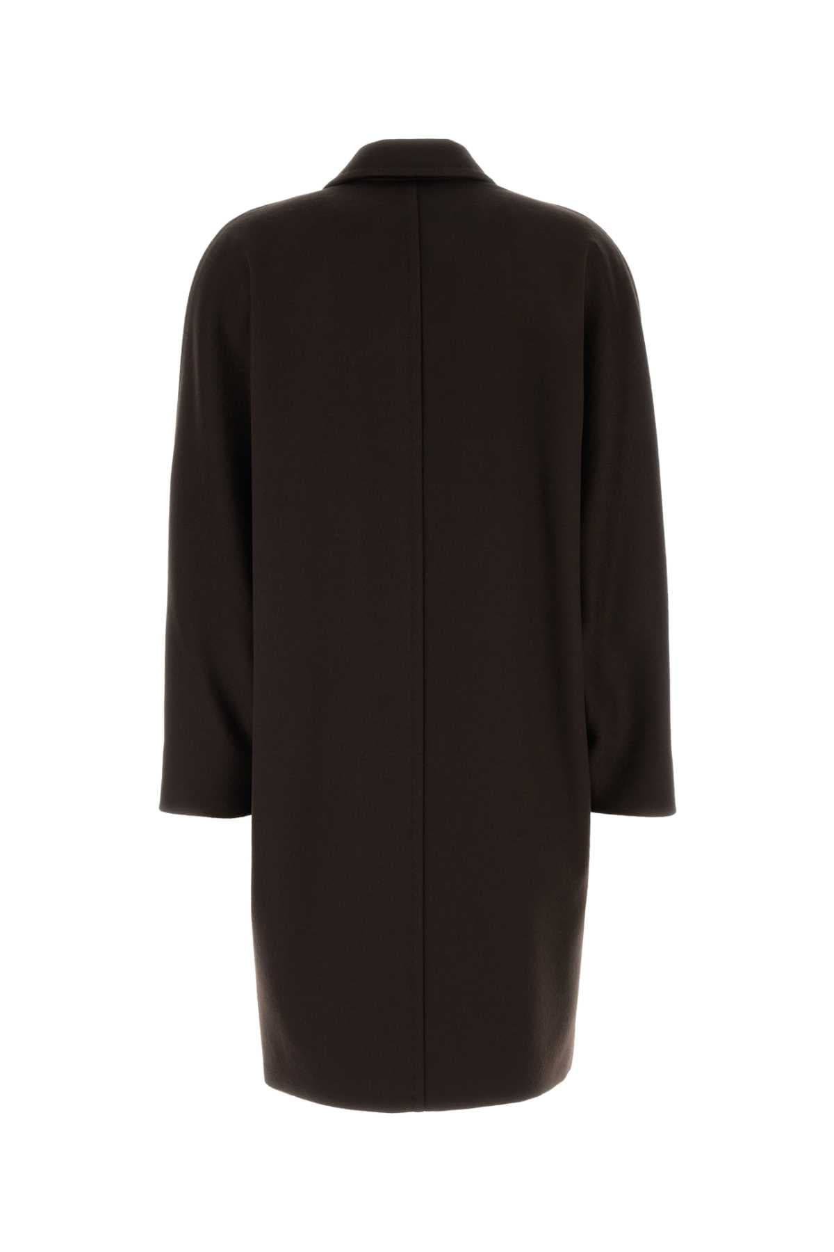 Dark brown wool Mastro coat - мініатюра 2