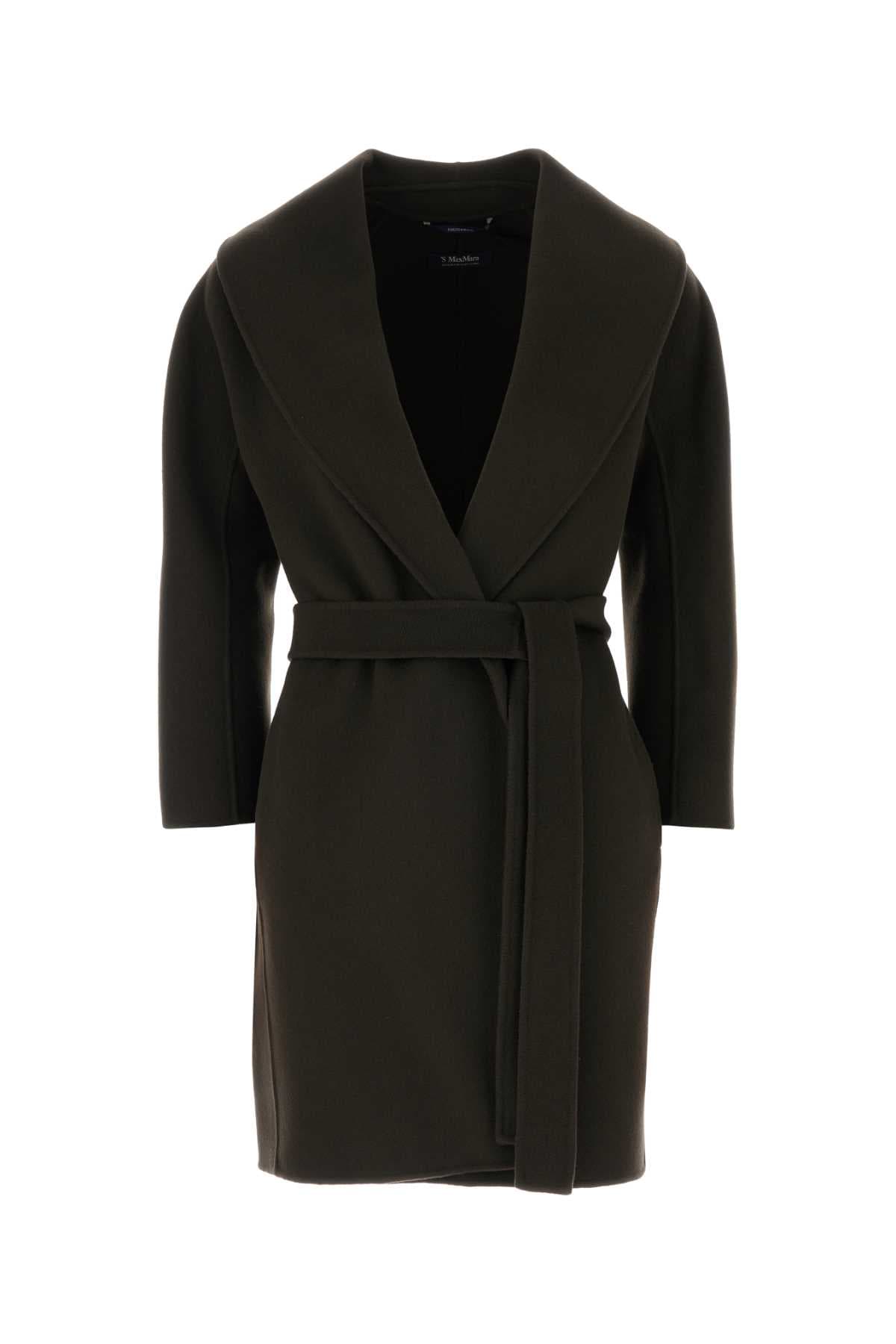 Dark brown wool Messi coat