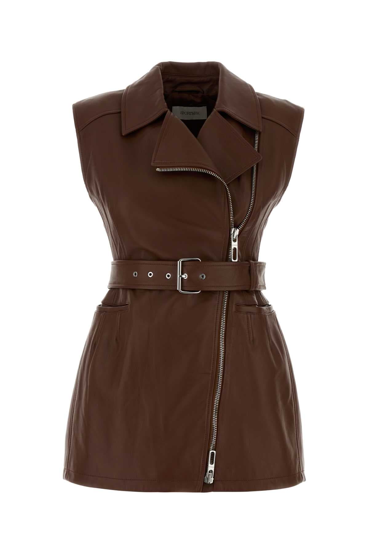 Chocolate leather Favella vest