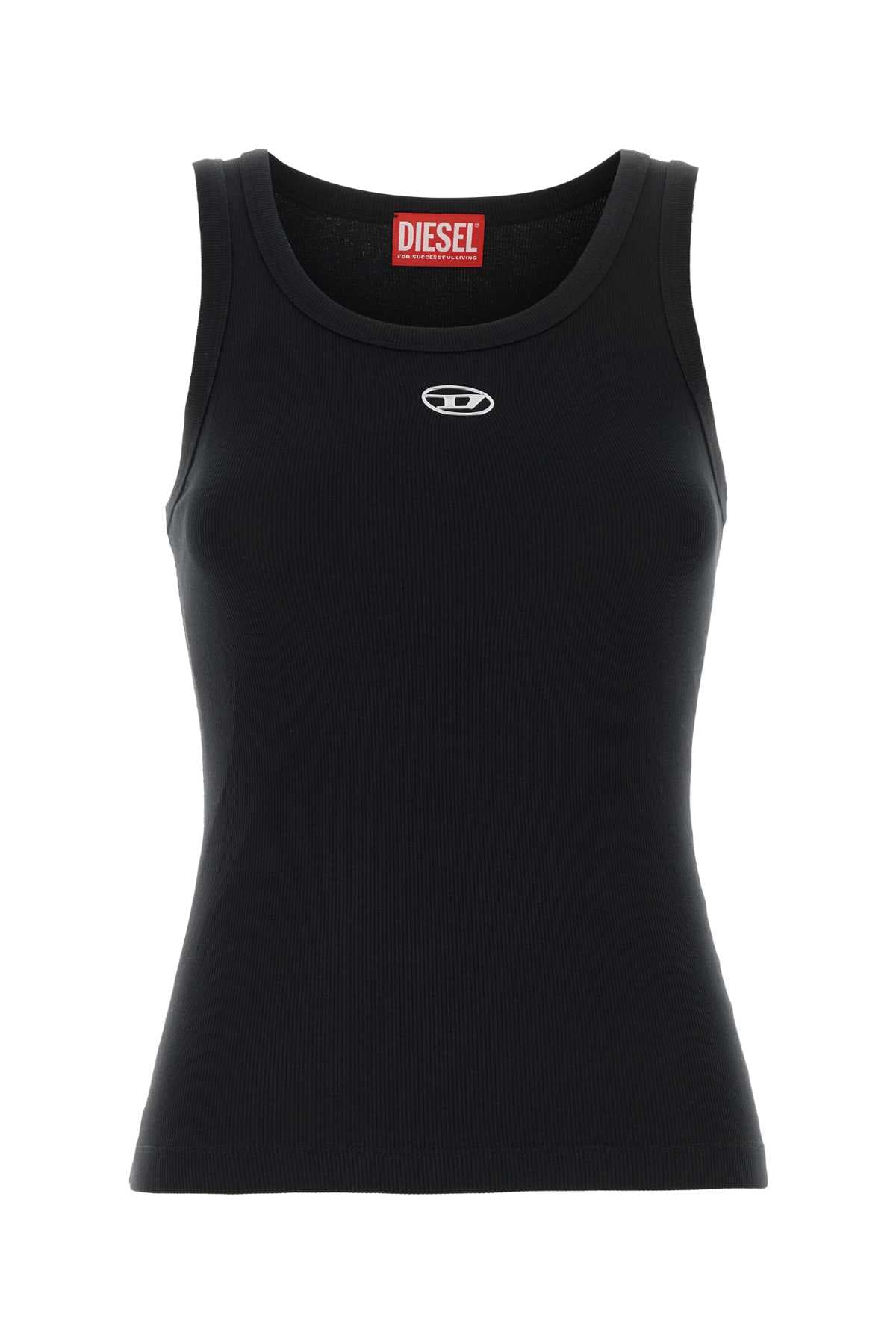 Black stretch cotton T-Ank tank top