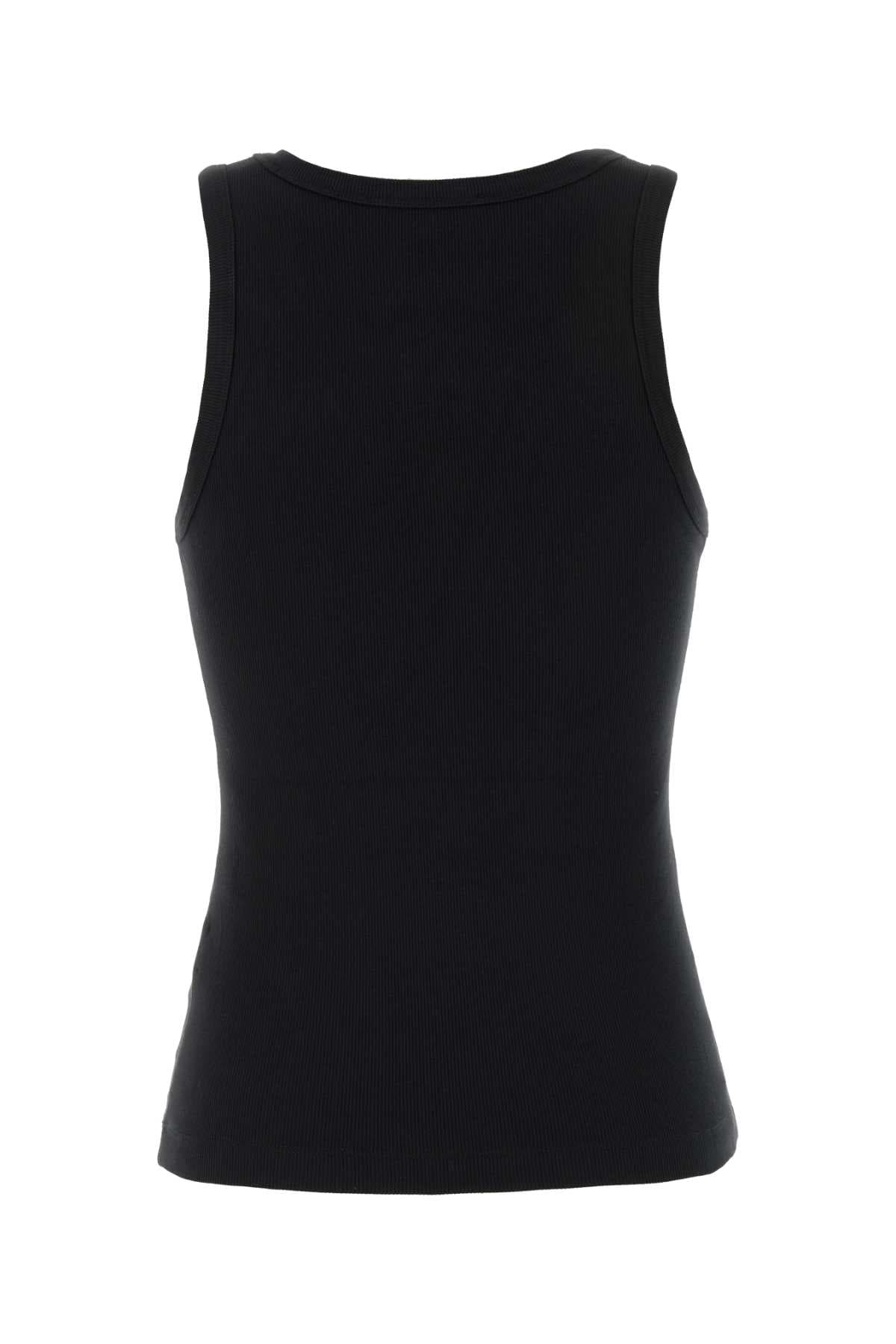 Black stretch cotton T-Ank tank top - мініатюра 2