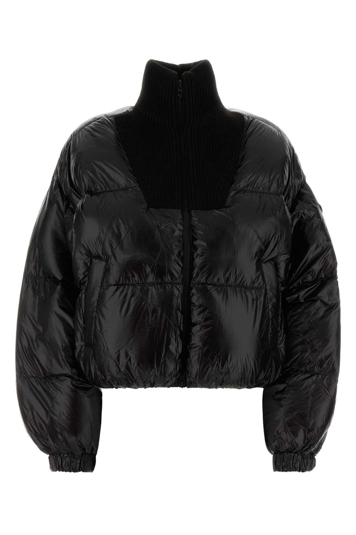 Black nylon down jacket