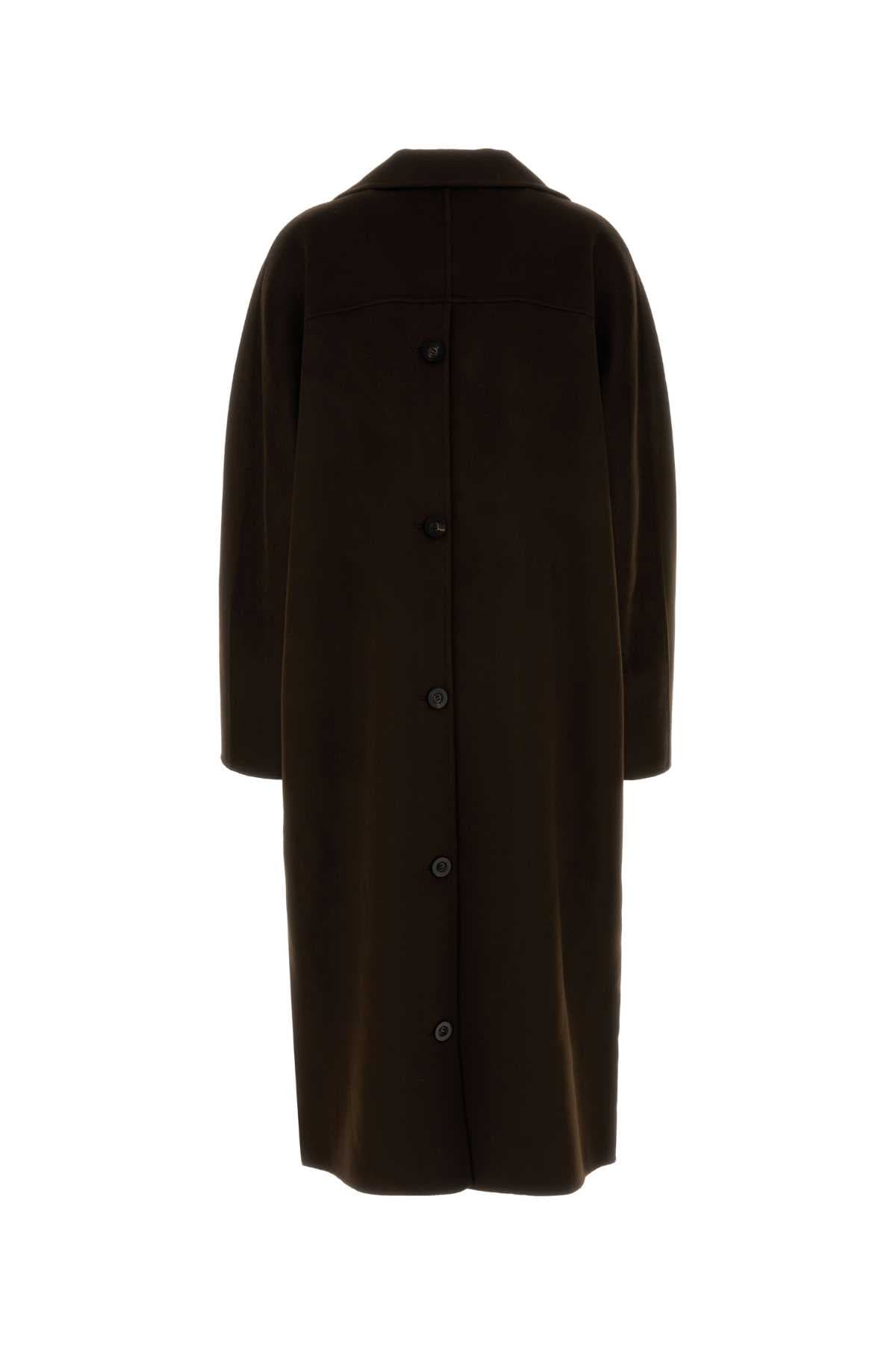 Chocolate wool blend coat - мініатюра 2