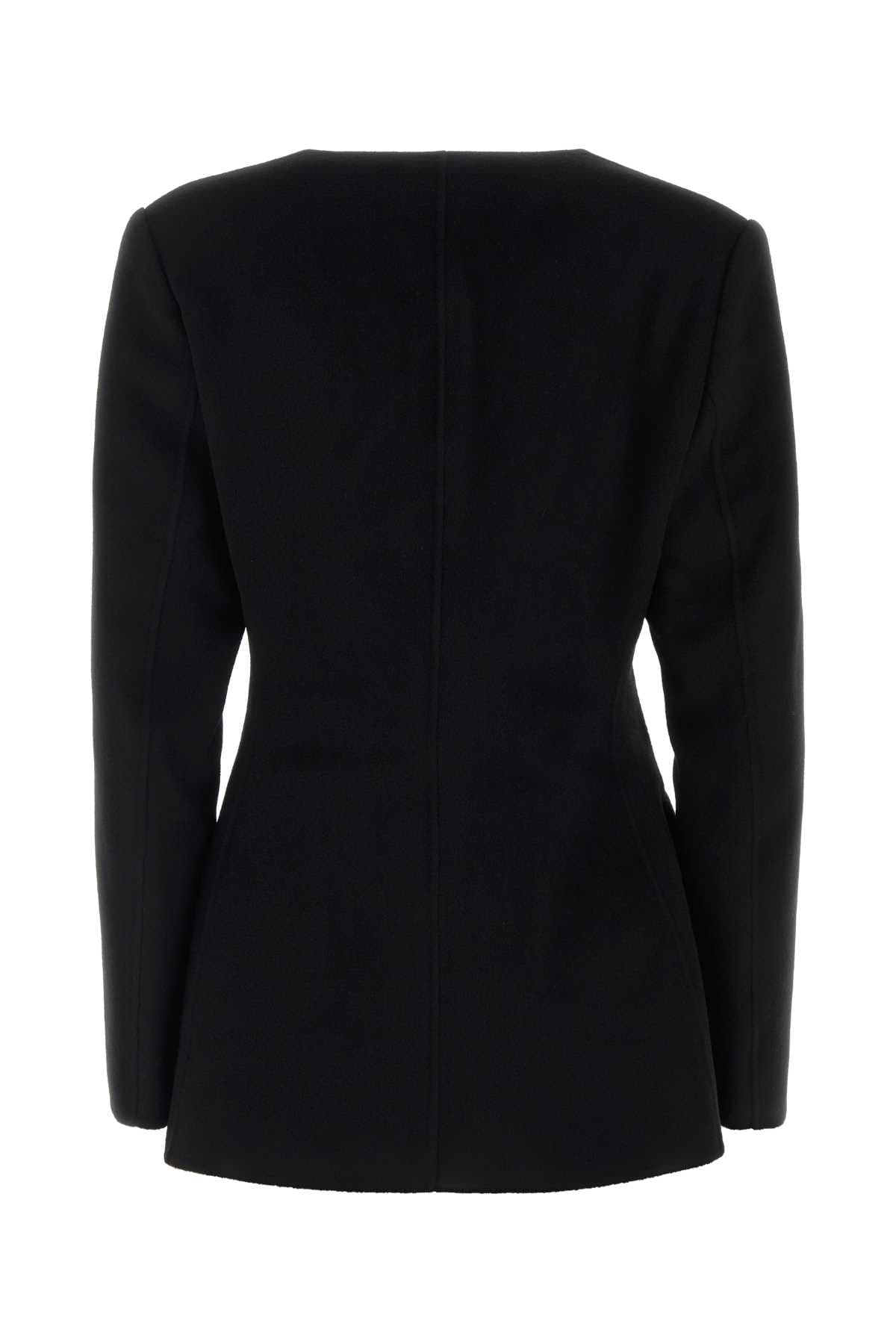 Black wool blend blazer - мініатюра 2