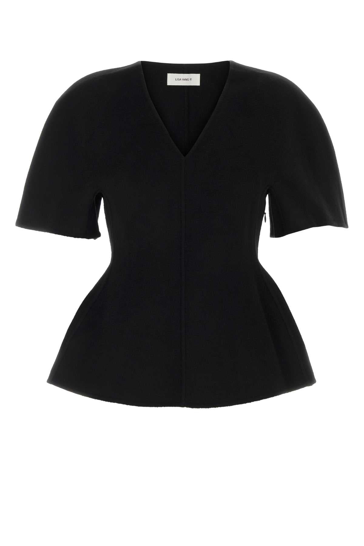 Black wool blend top