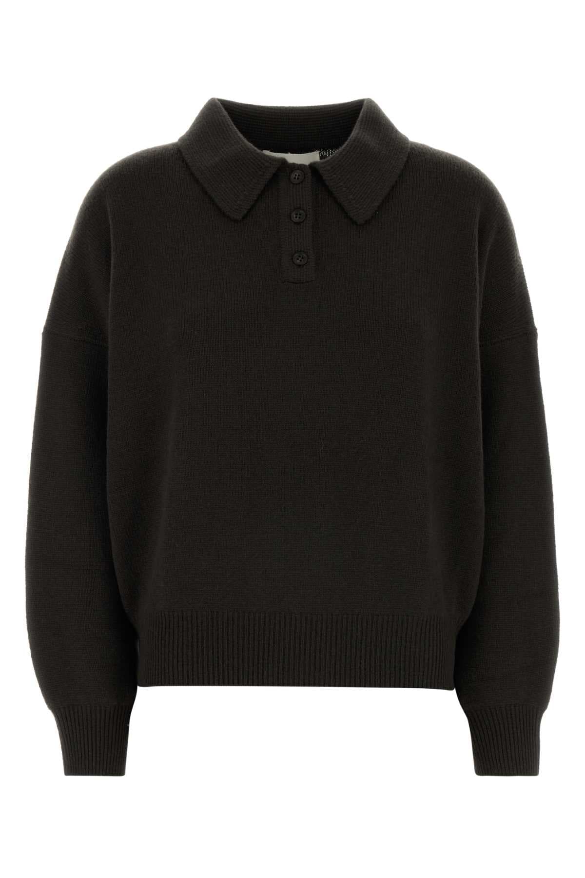 Dark brown cashmere Etta polo shirt