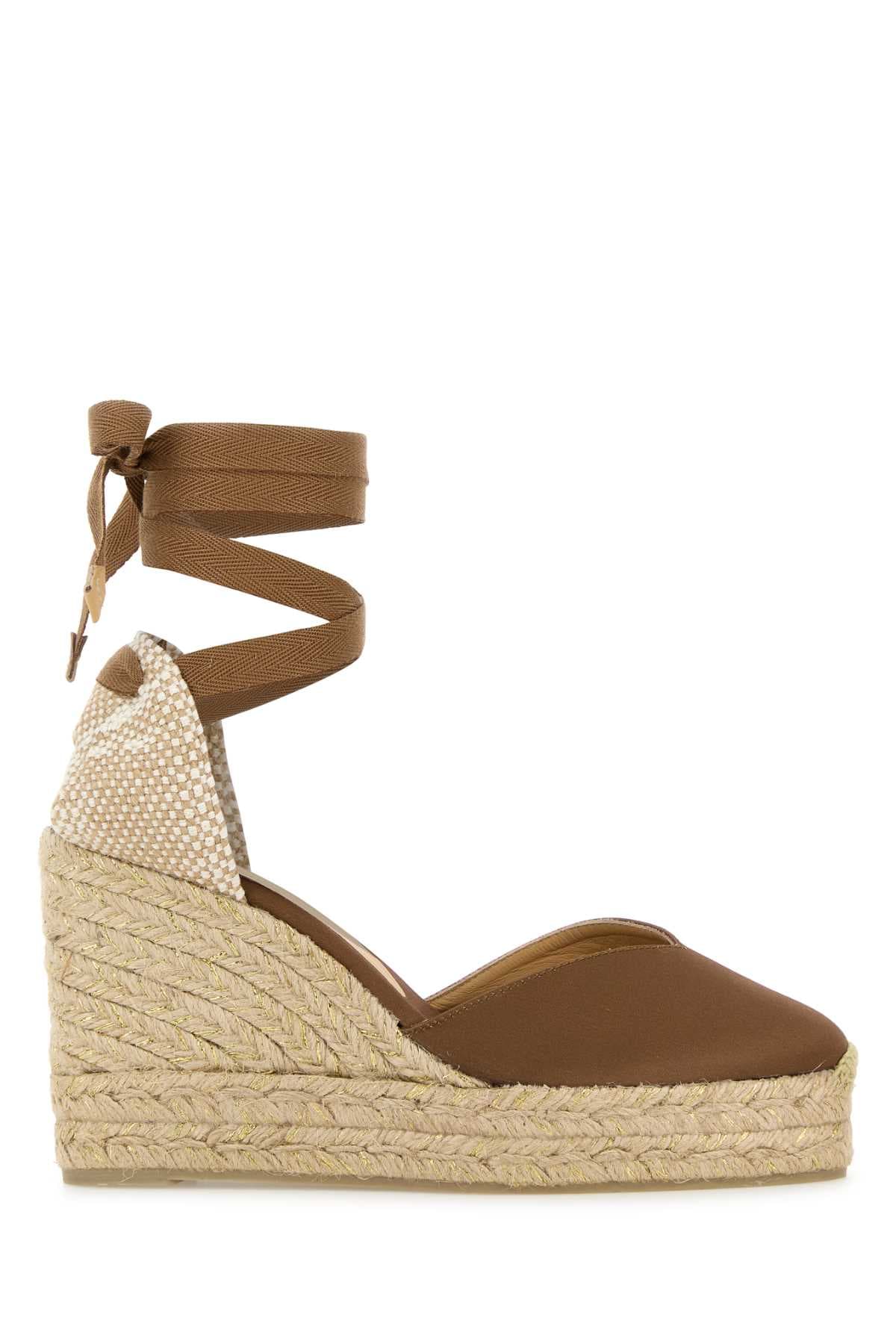 Mud satin Chiara wedges