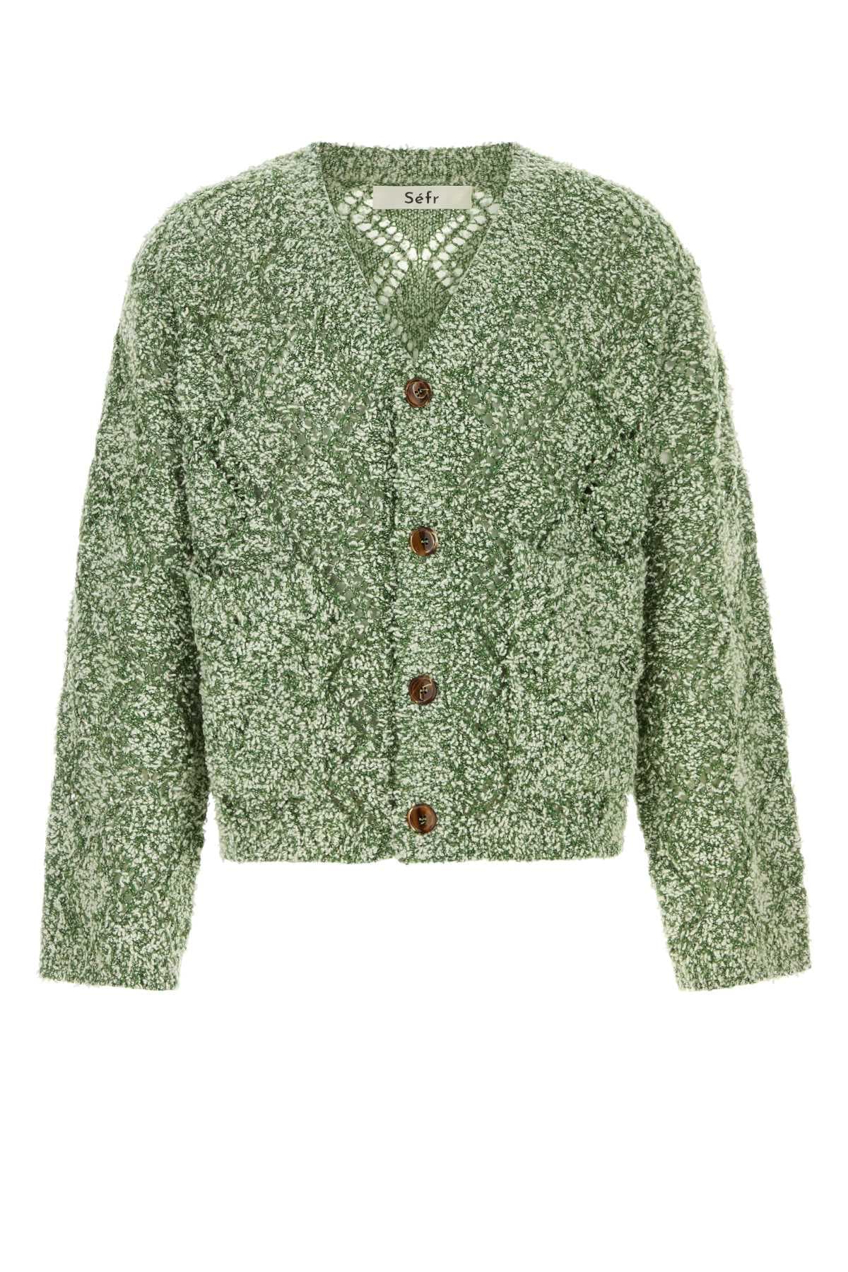 Melange green wool blend oversize Abain cardigan