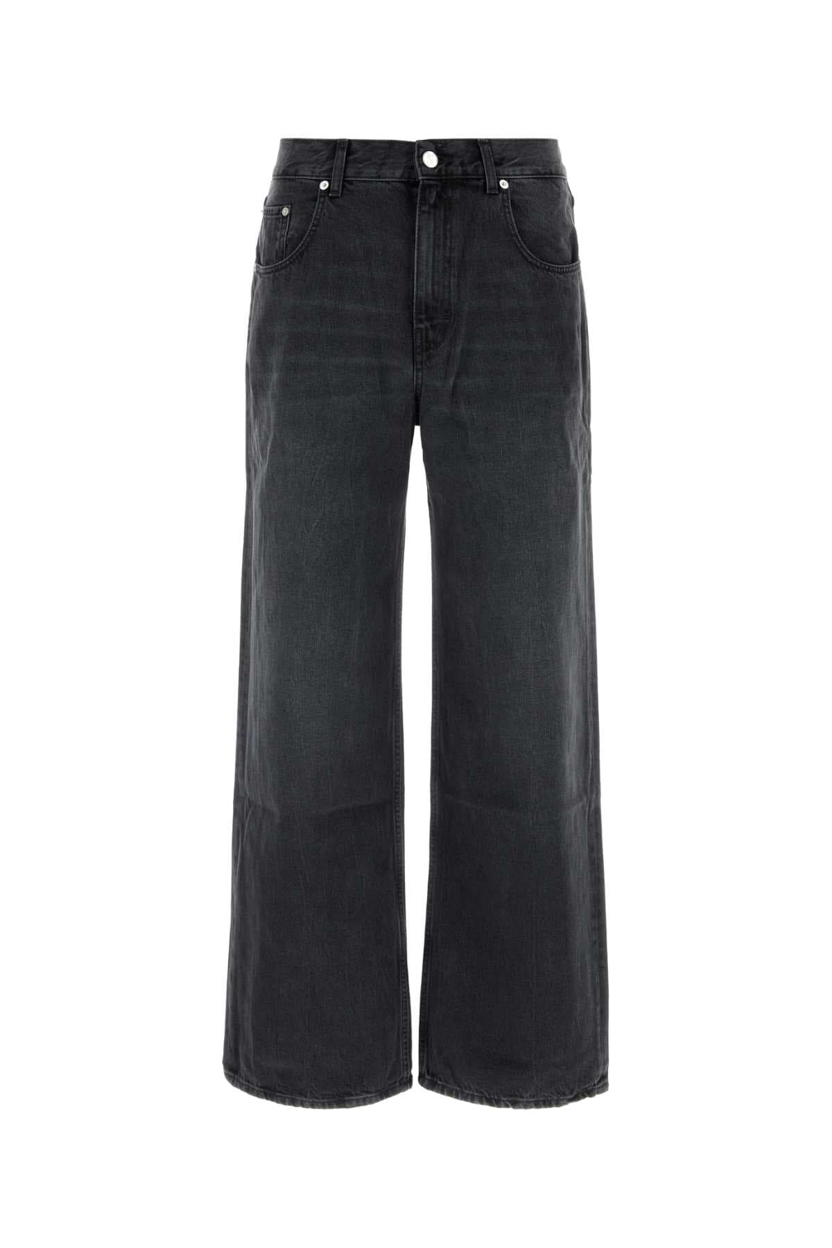 Black denim wide-leg jeans
