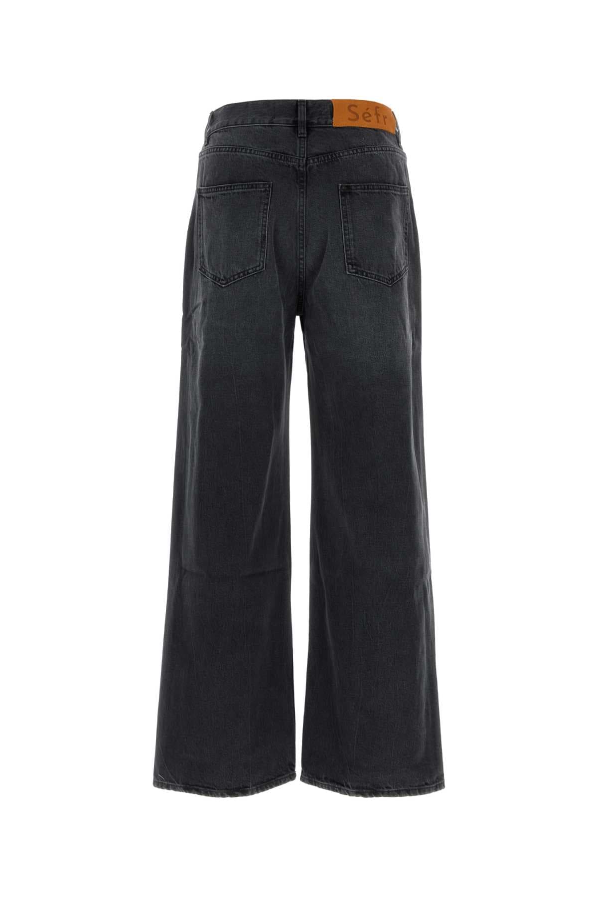 Black denim wide-leg jeans - мініатюра 2