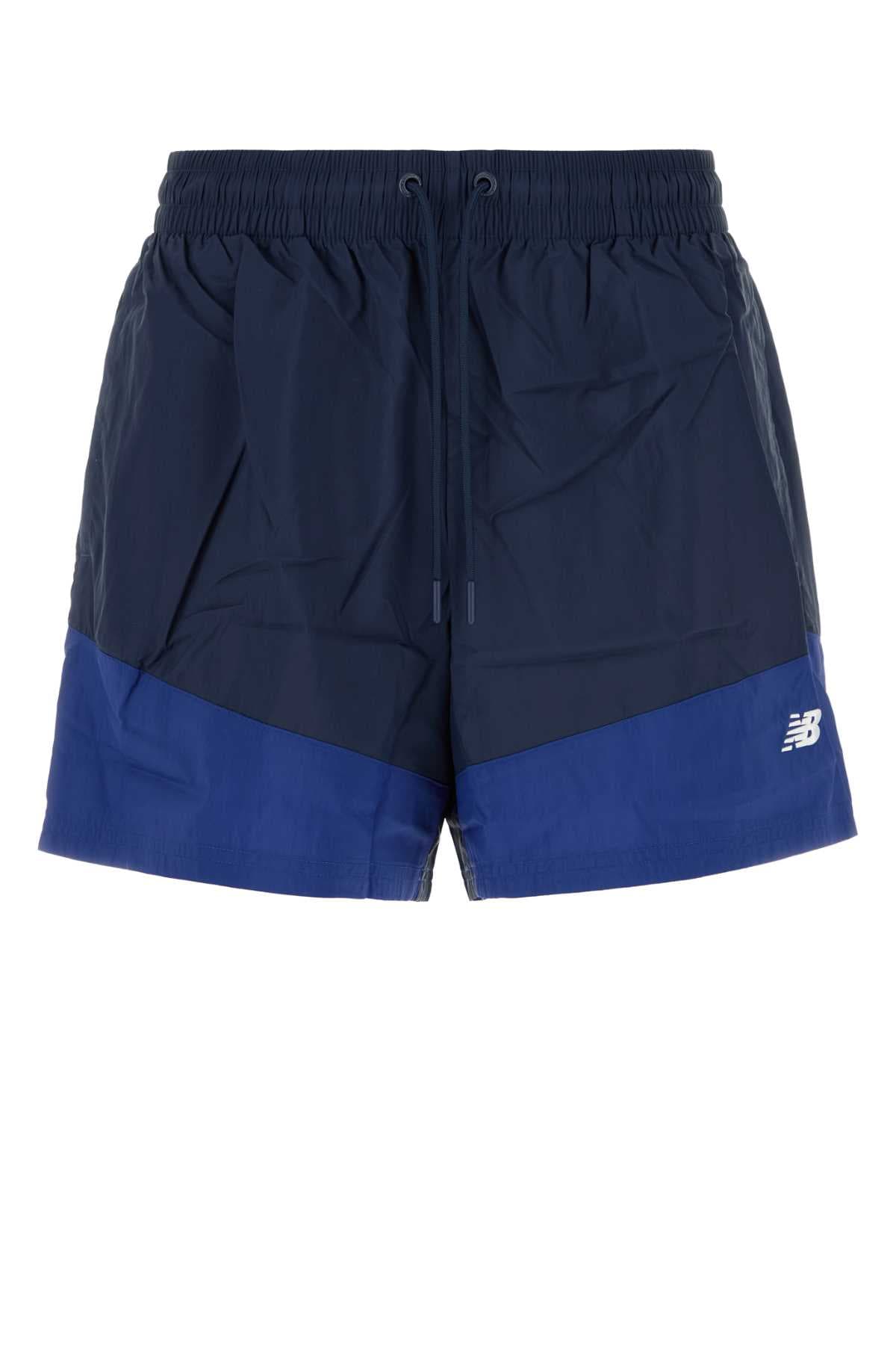 Navy blue nylon bermuda shorts