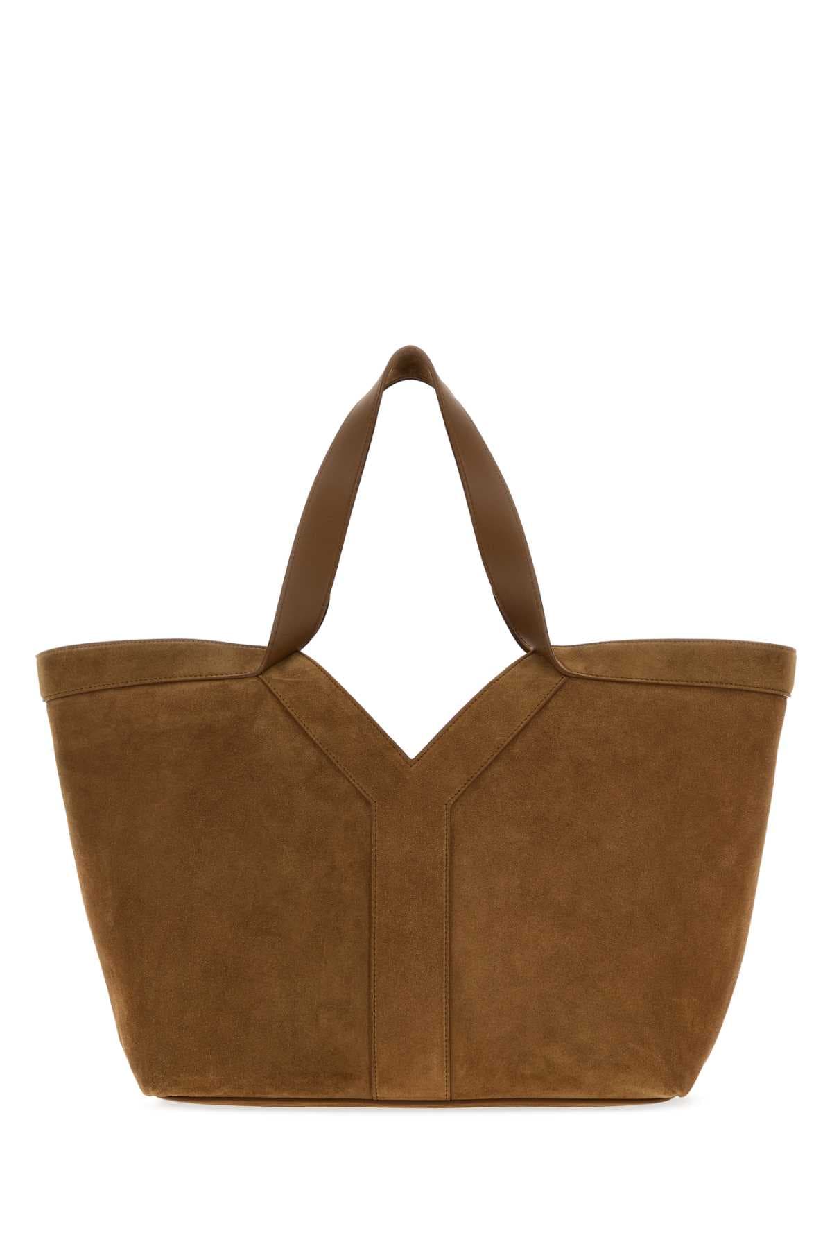 Camel suede shopping bag