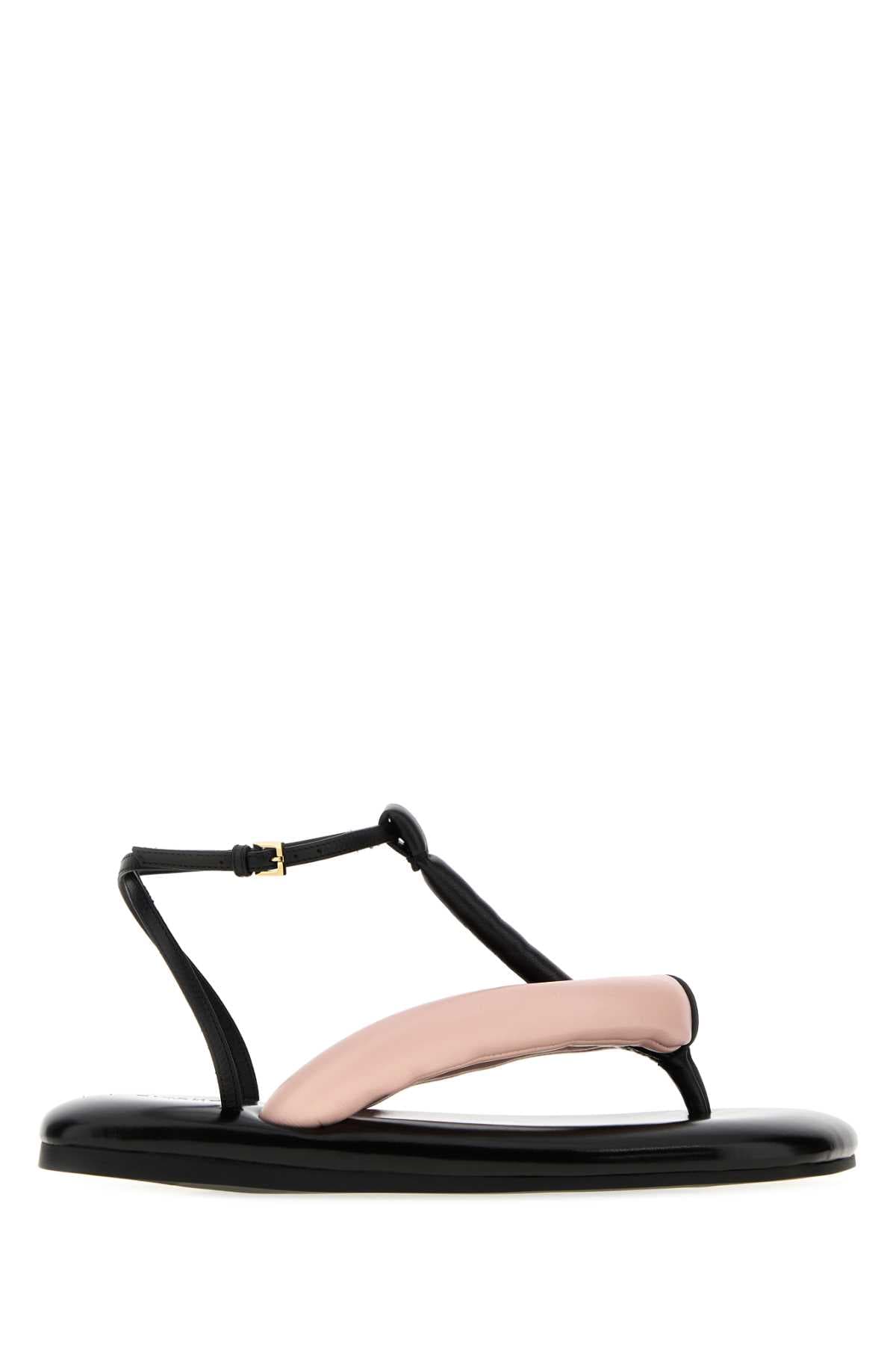 Two-tone leather Boudoir thong sandals
