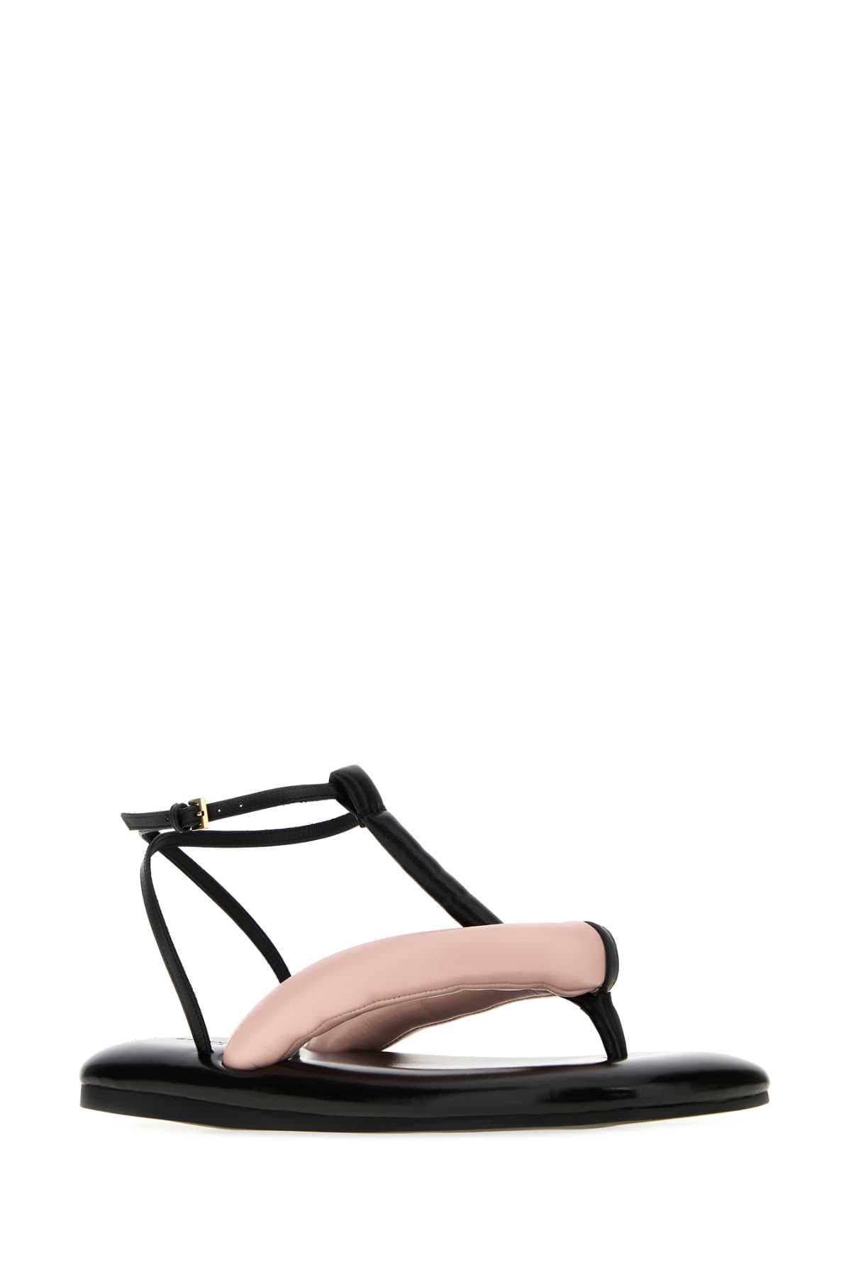 Two-tone leather Boudoir thong sandals - мініатюра 2