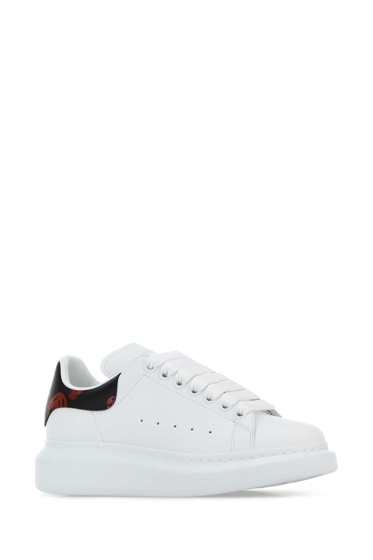White leather sneakers with printed leather heel - мініатюра 2