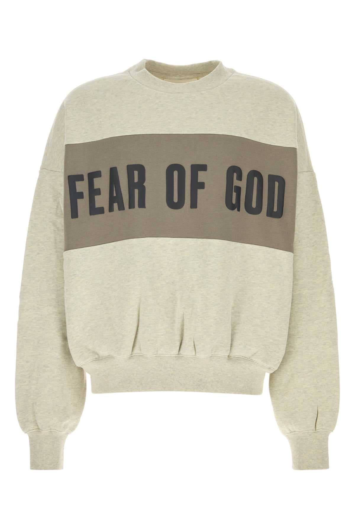 Melange ivory cotton blend oversize sweatshirt