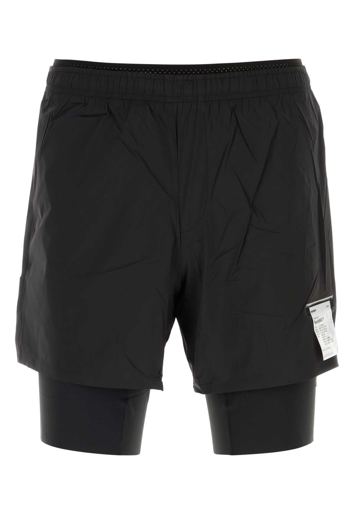 Black stretch nylon shorts