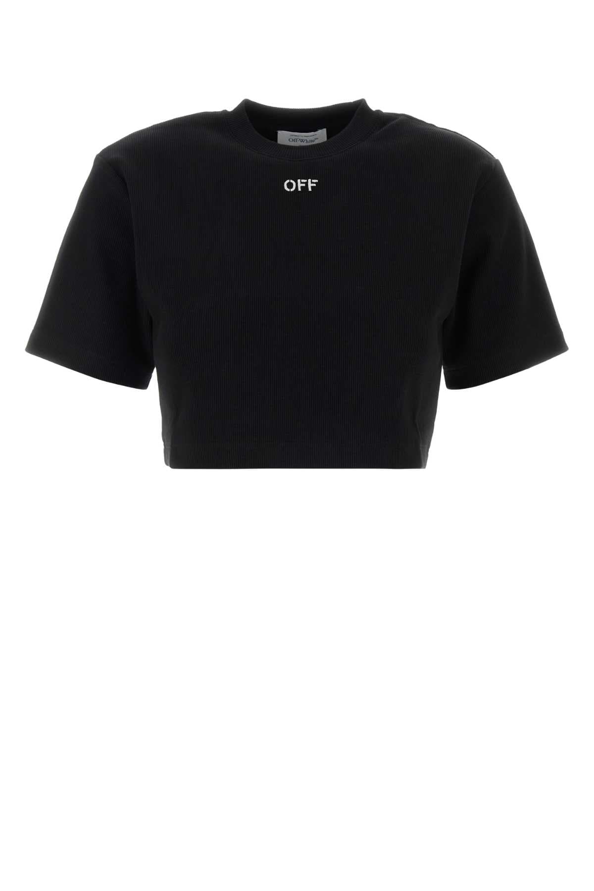 Black stretch cotton t-shirt