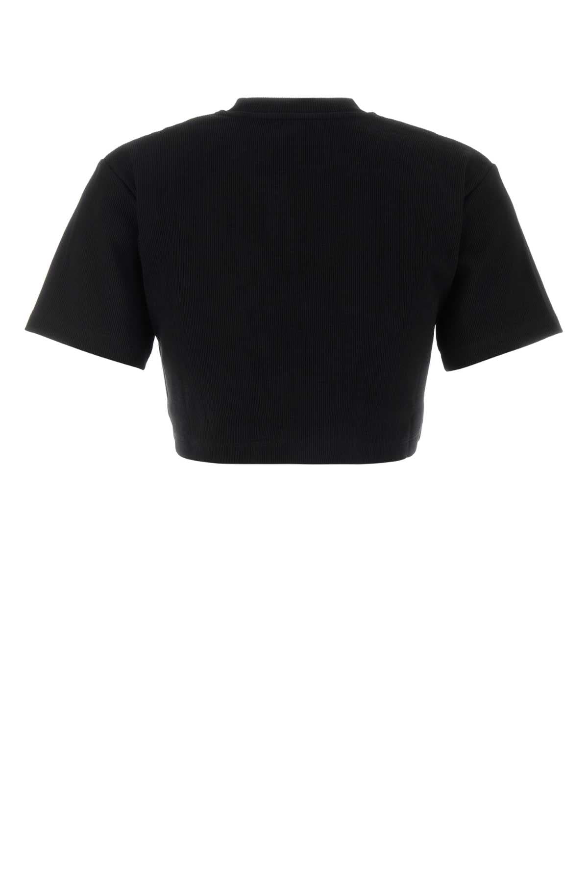 Black stretch cotton t-shirt - мініатюра 2